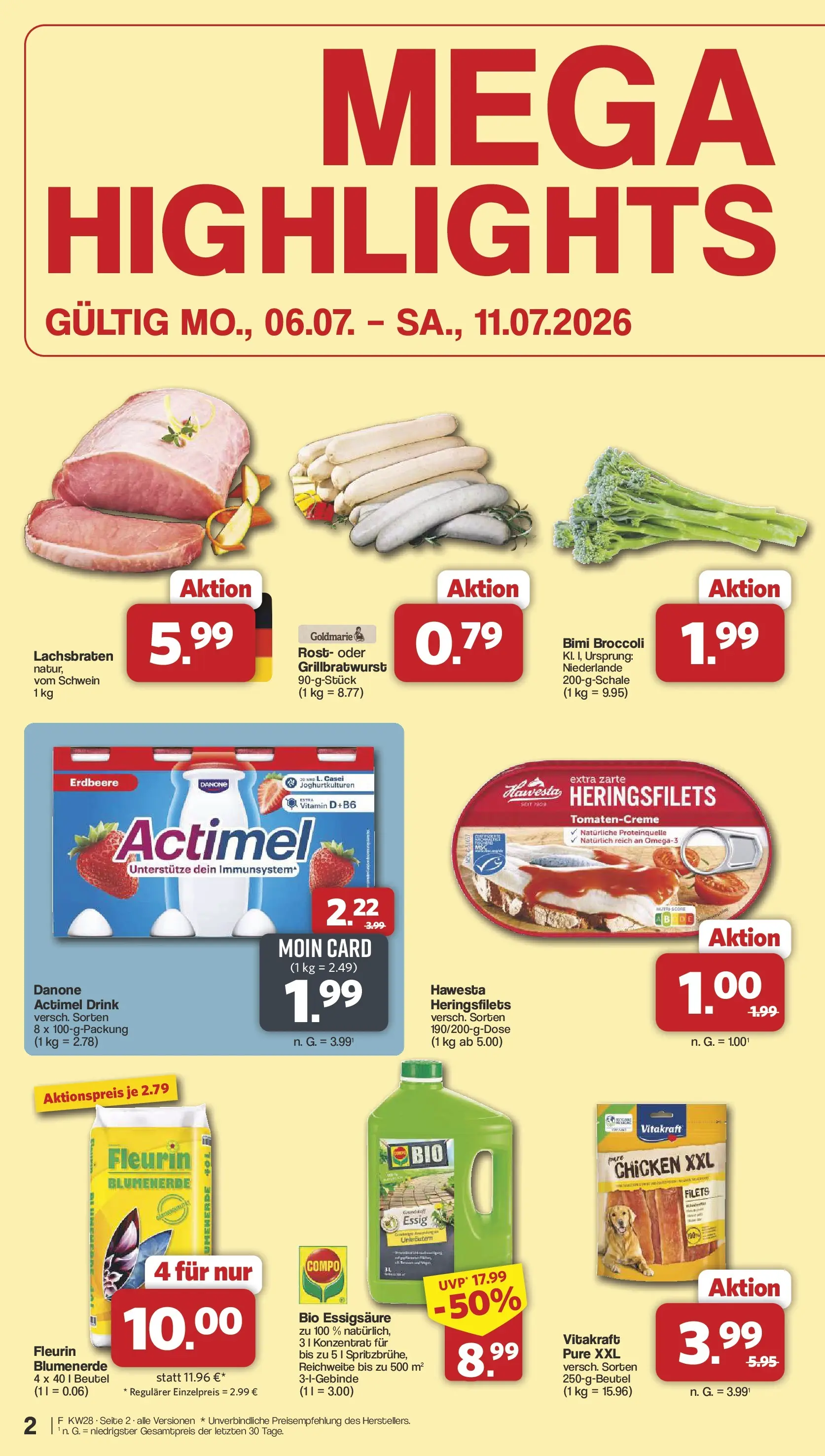 Famila Nordwest Prospekt Lohne (ab 06.07.2026) zum Blättern | Seite: 2 | Produkte: Actimel, Essig, Blumenerde