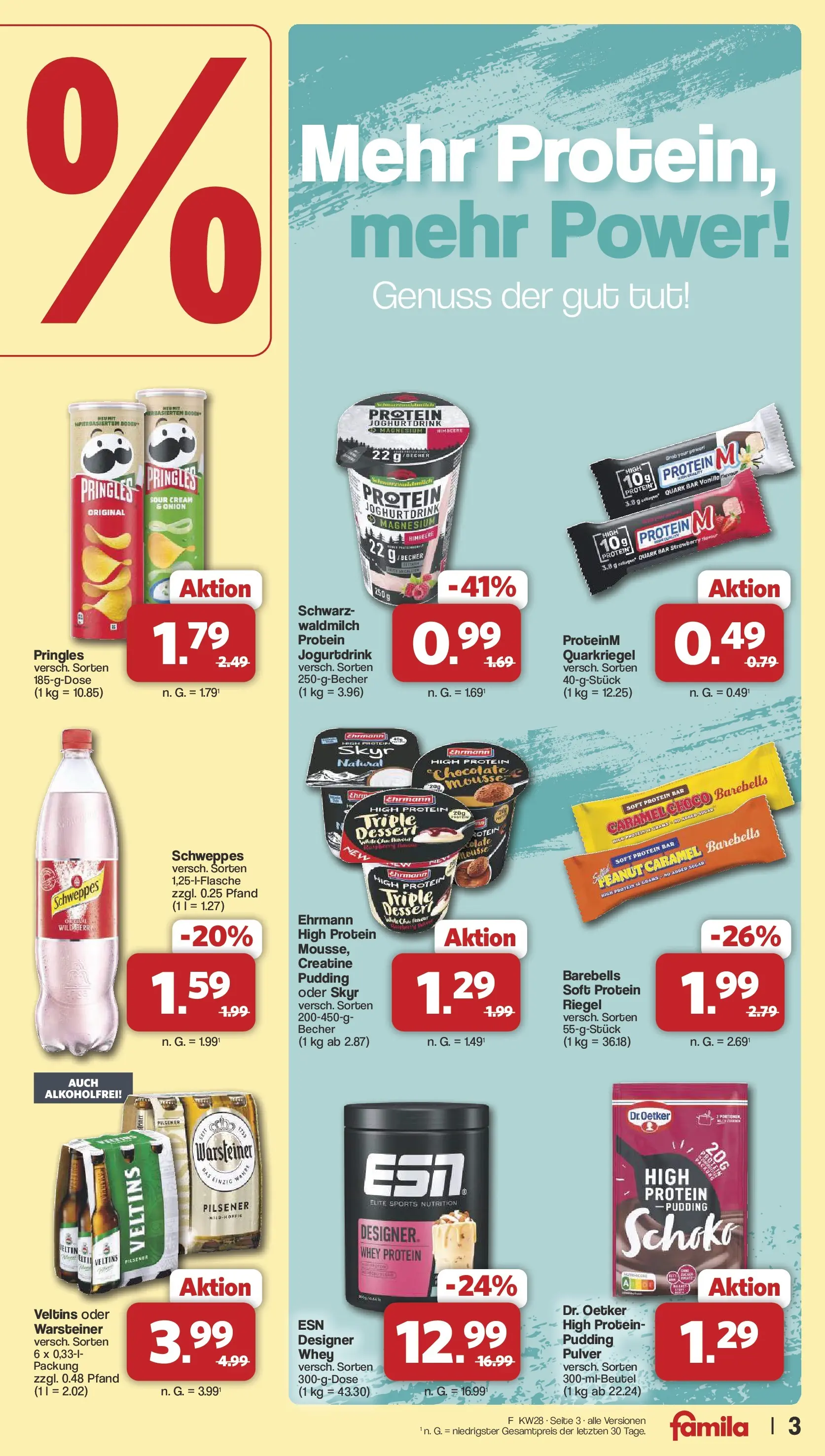 Famila Nordwest Prospekt Lohne (ab 06.07.2026) zum Blättern | Seite: 3 | Produkte: Pudding, Skyr, Warsteiner, Pringles