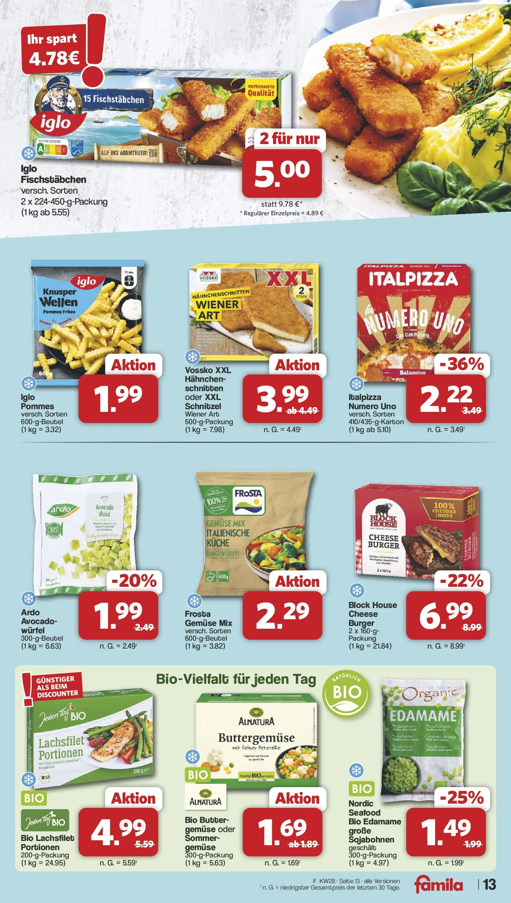 Famila Nordwest Prospekt Lohne (ab 06.07.2026) zum Blättern | Seite: 13 | Produkte: Hahnchen, Butter, Fischstabchen, Petersilie