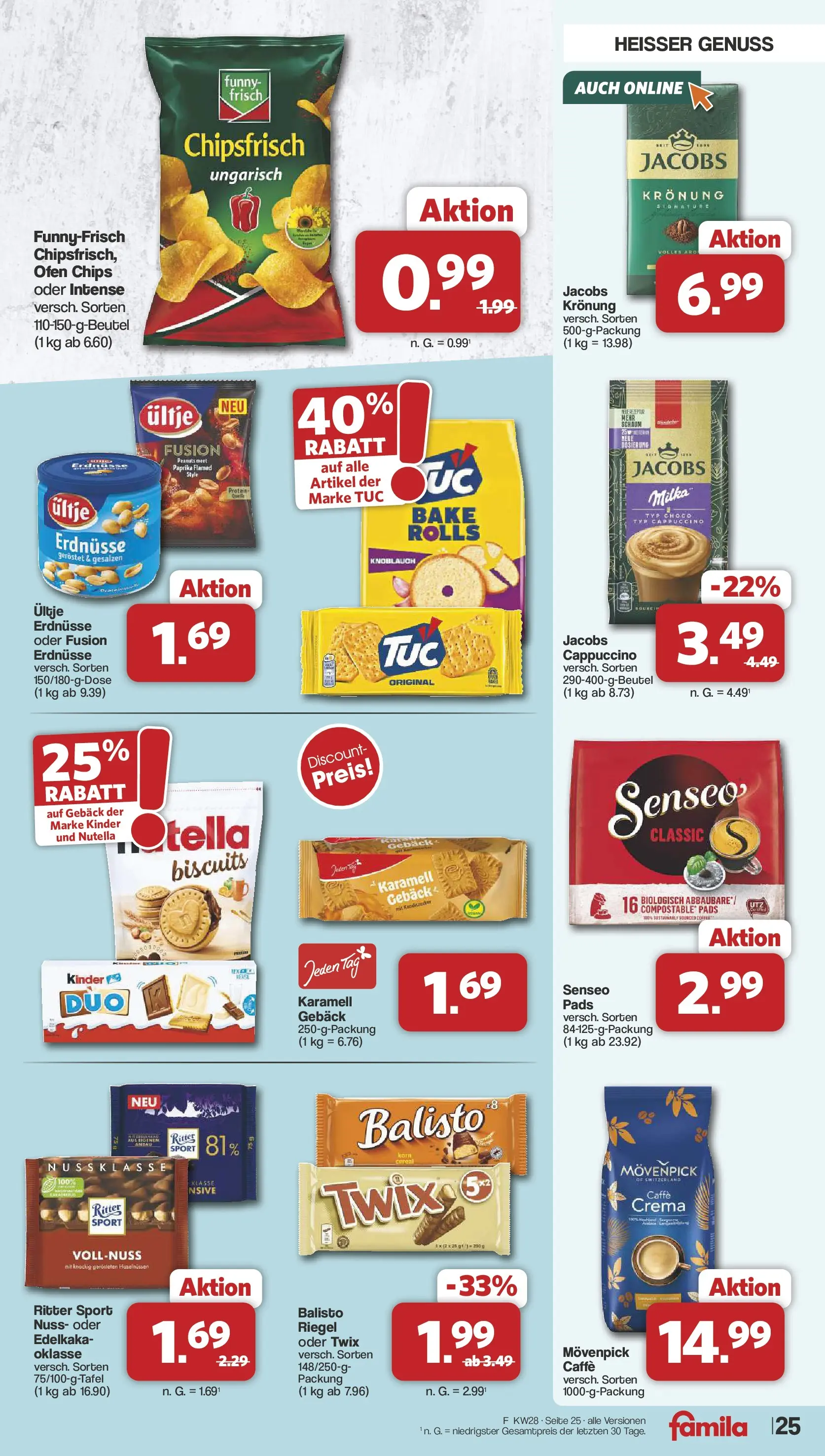 Famila Nordwest Prospekt Lohne (ab 06.07.2026) zum Blättern | Seite: 25 | Produkte: Erdnüsse, Ritter sport, Paprika, Chips