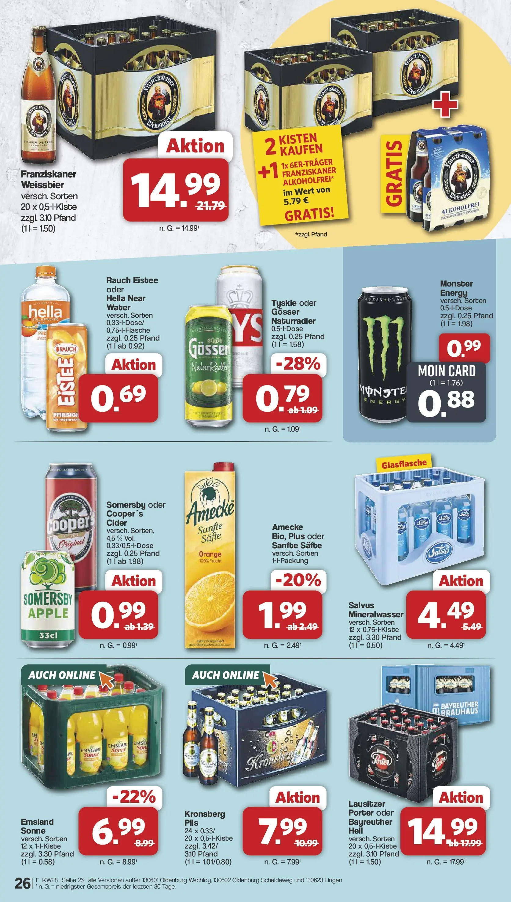 Famila Nordwest Prospekt Lohne (ab 06.07.2026) zum Blättern | Seite: 26 | Produkte: Franziskaner, Energy, Radler, Pfirsich