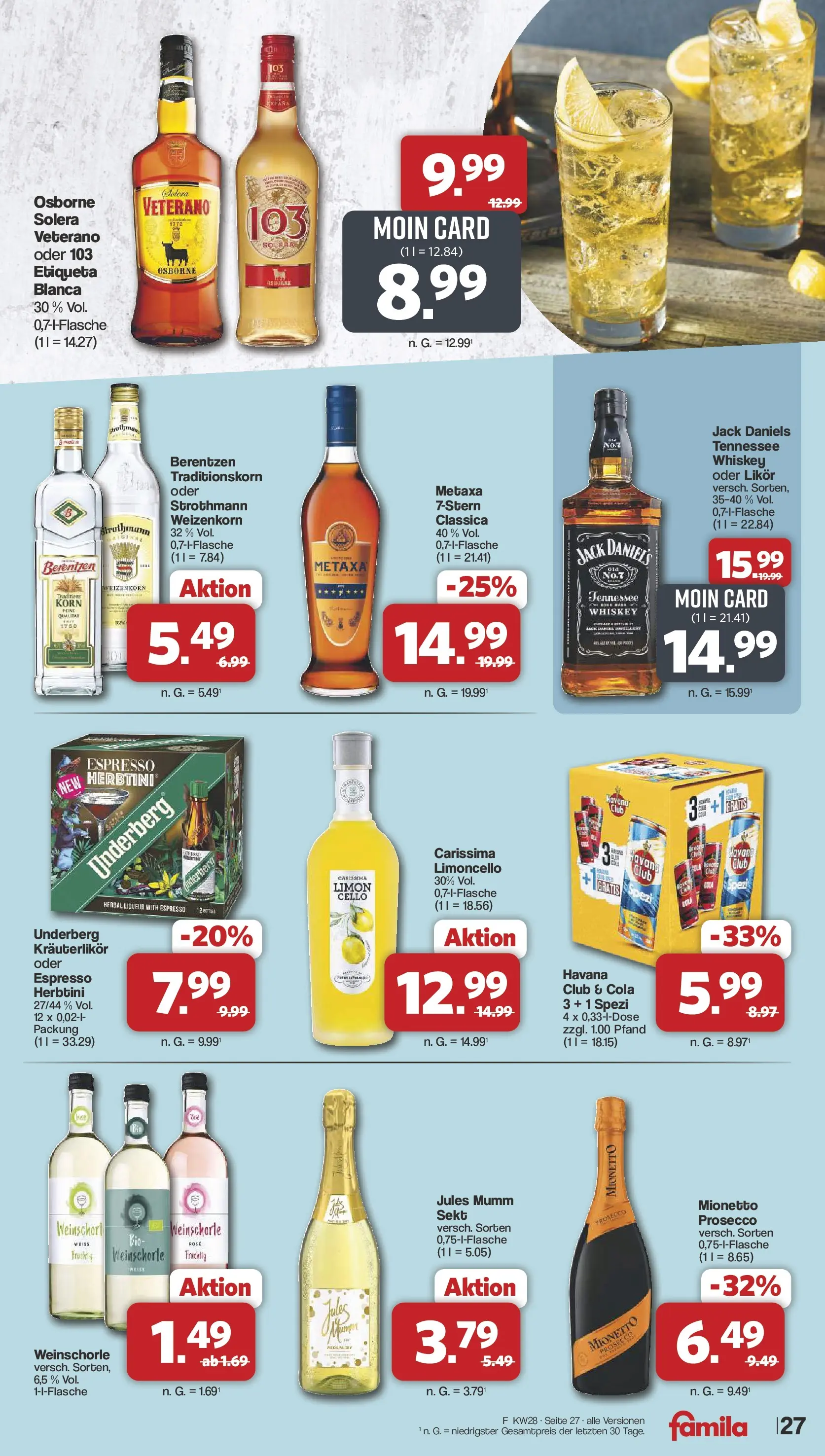 Famila Nordwest Prospekt Lohne (ab 06.07.2026) zum Blättern | Seite: 27 | Produkte: Osborne, Cola, Prosecco, Weinschorle