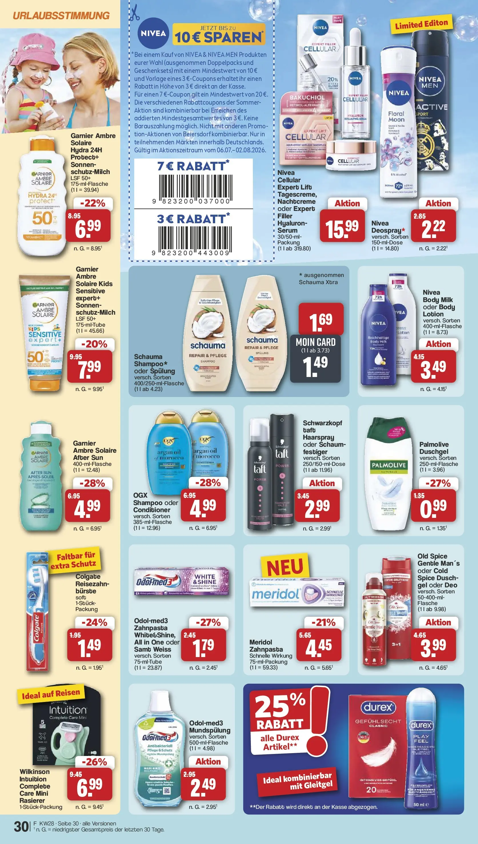 Famila Nordwest Prospekt Lohne (ab 06.07.2026) zum Blättern | Seite: 30 | Produkte: Rasierer, Zahnpasta, After Sun, Body Milk