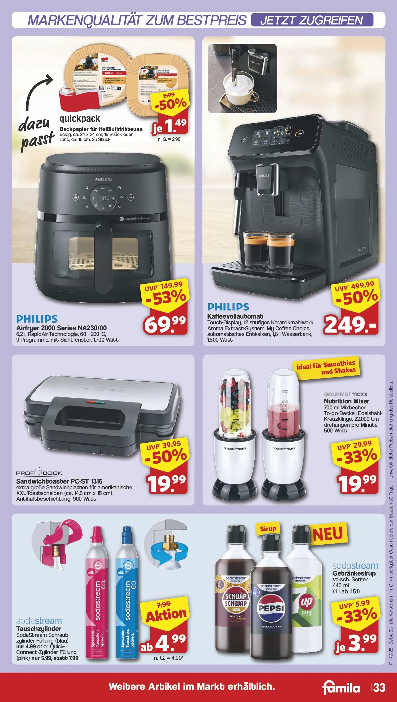 Famila Nordwest Prospekt Lohne (ab 06.07.2026) zum Blättern | Seite: 33 | Produkte: Philips, Zucker, Pepsi, Heißluftfritteuse