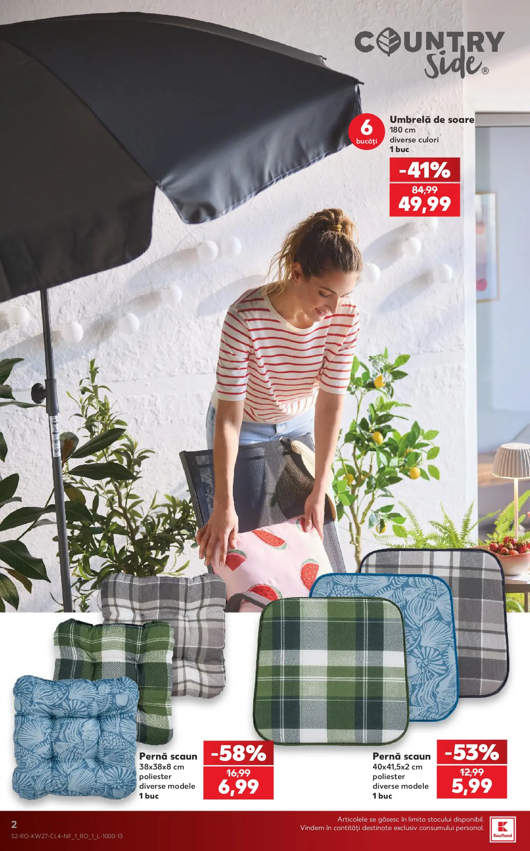Kaufland Alba Iulia 30.06.2026 - Revista si Oferta | Pagină: 2 | Produse: Umbrelă, Pernă scaun, Pernă, Scaun
