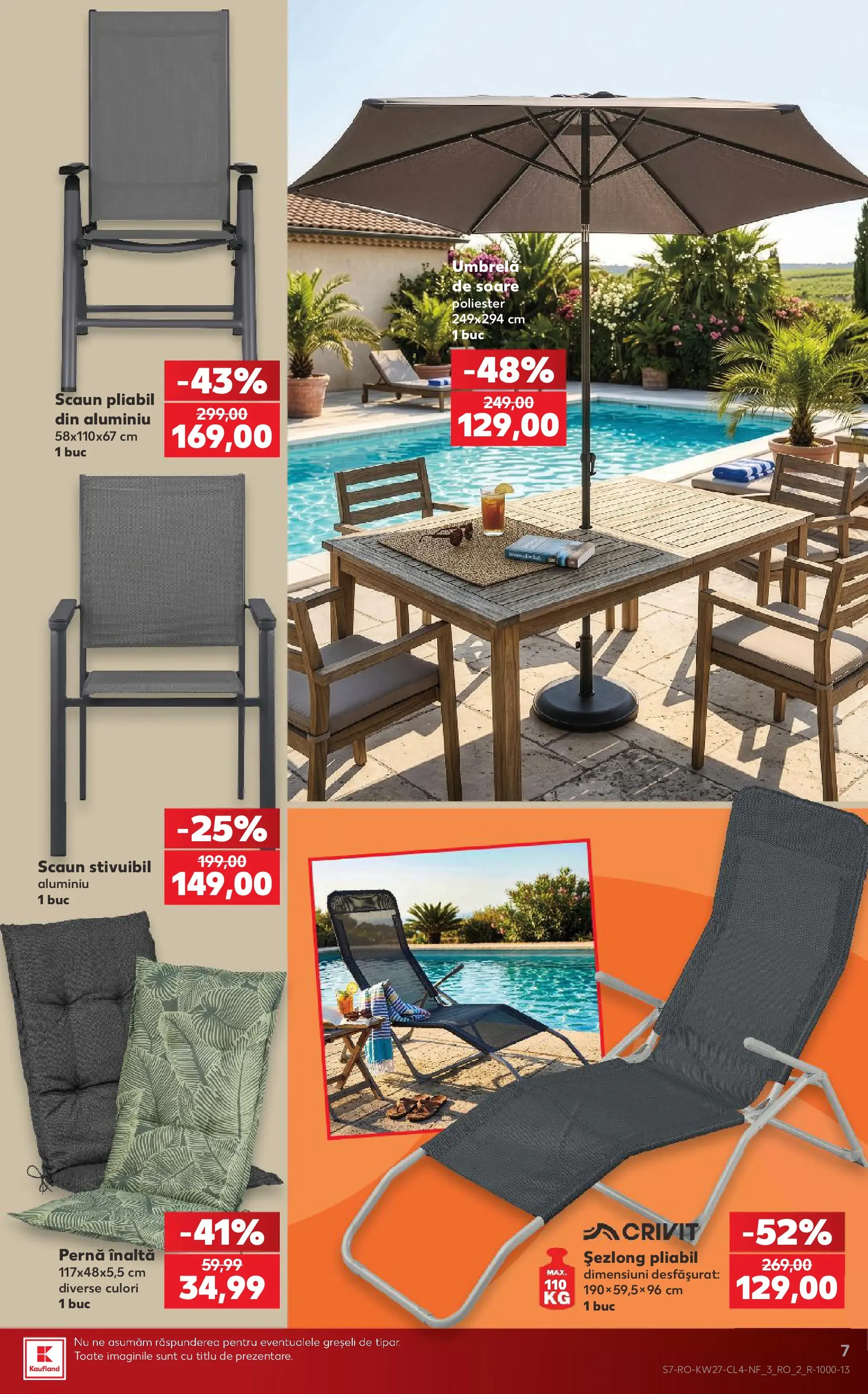 Kaufland Alba Iulia 30.06.2026 - Revista si Oferta | Pagină: 7 | Produse: Umbrelă, Pernă, Șezlong, Scaun