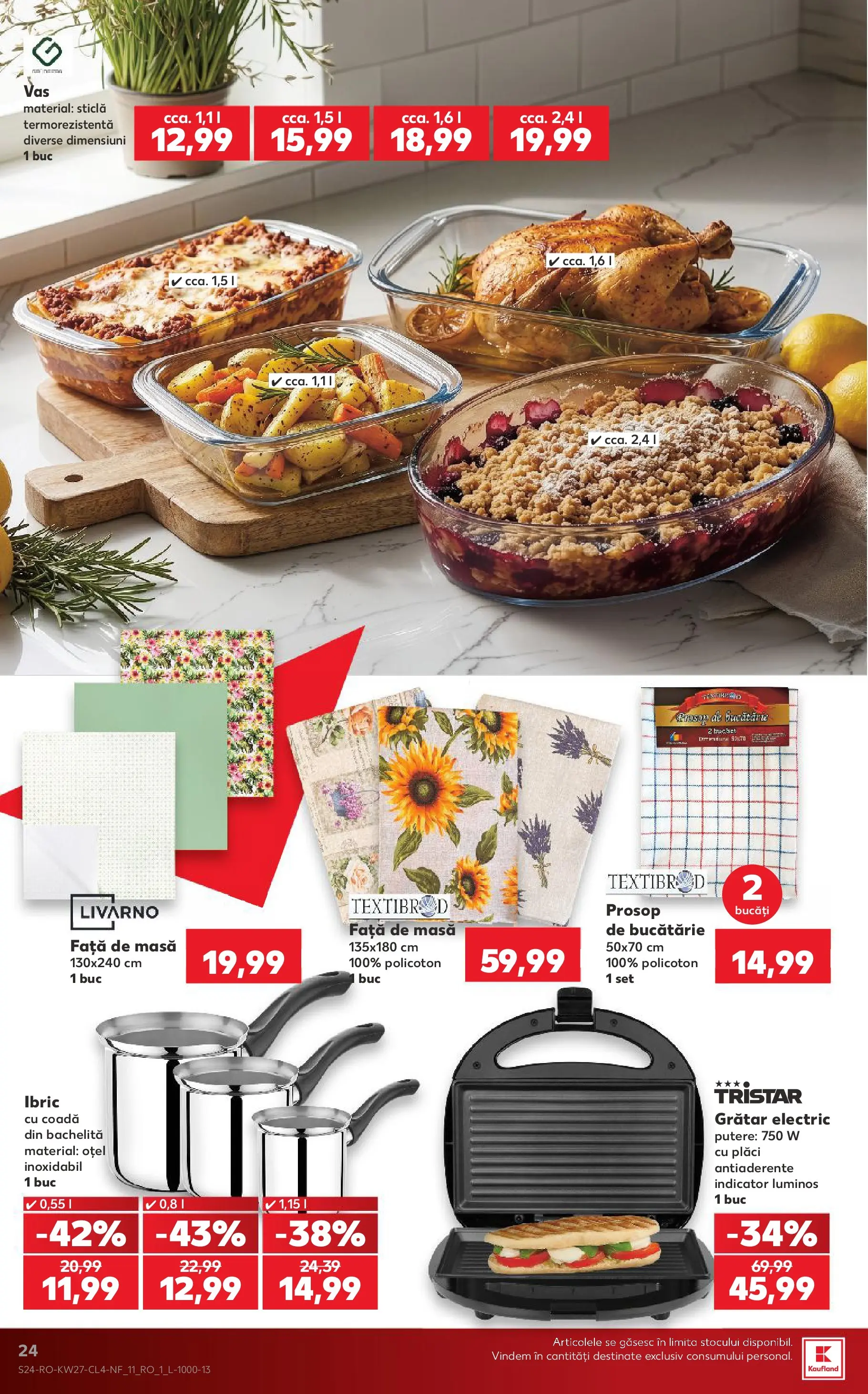 Kaufland Alba Iulia 30.06.2026 - Revista si Oferta | Pagină: 24 | Produse: Față de masă, Grătar, Masă, Bucătărie