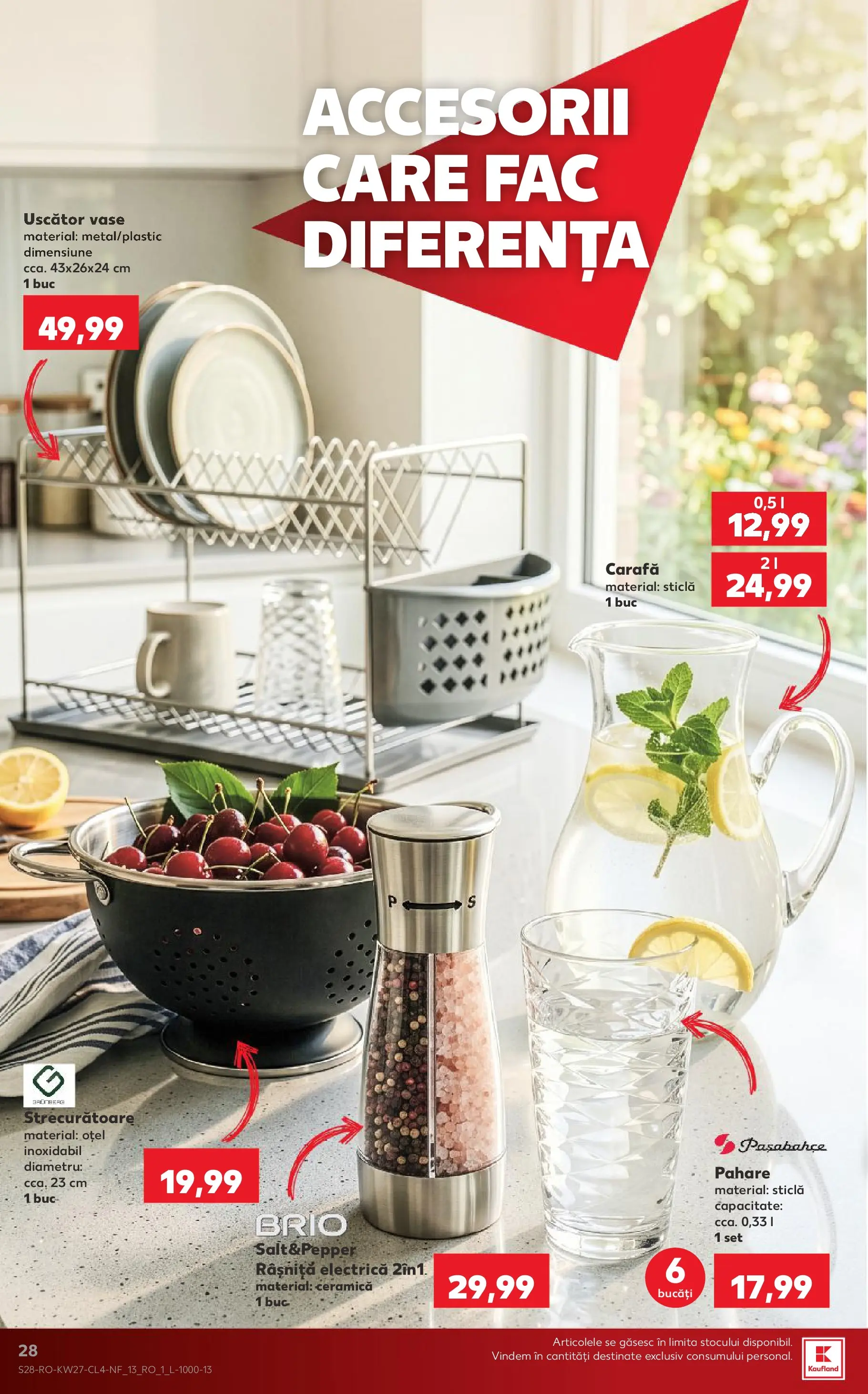 Kaufland Alba Iulia 30.06.2026 - Revista si Oferta | Pagină: 28 | Produse: Uscător, Pahare, Carafă