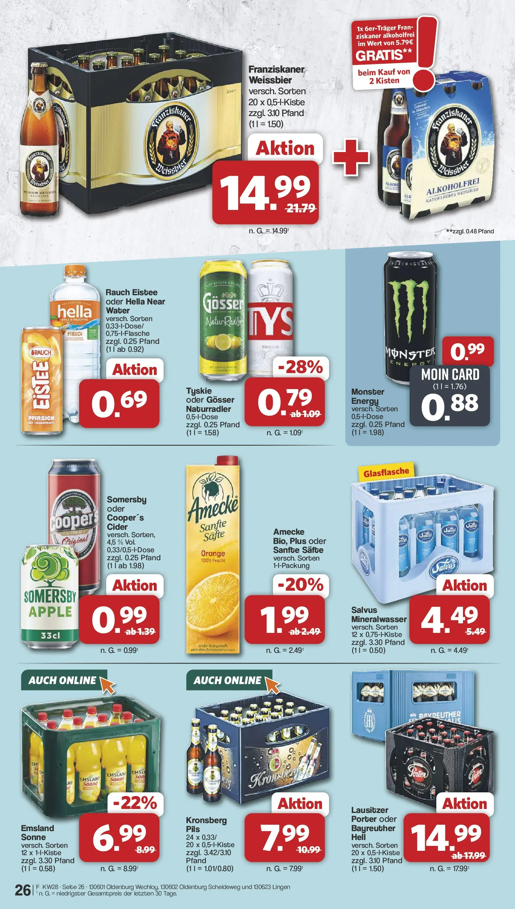 Famila Nordwest Prospekt Oldenburg (ab 06.07.2026) zum Blättern | Seite: 26 | Produkte: Energy, Weißbier, Apple, Monster