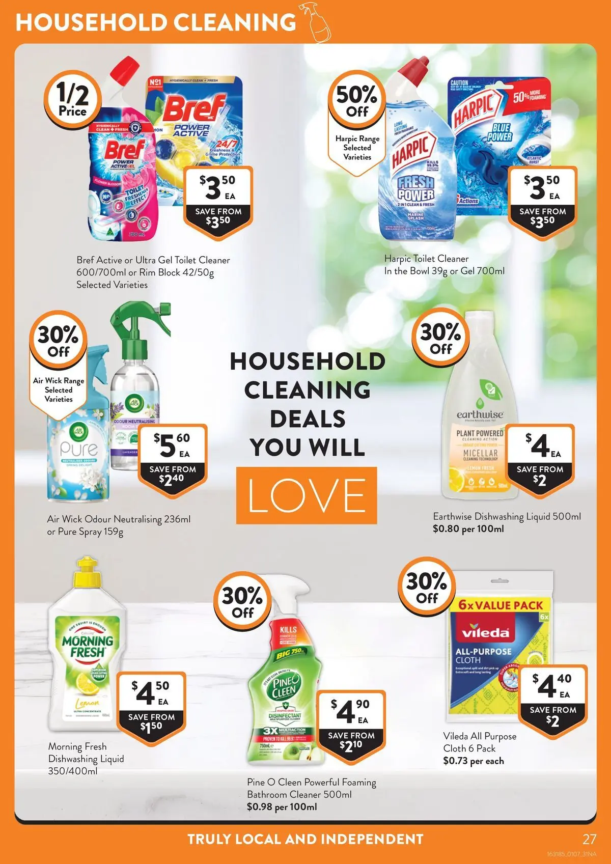 Deals - Supermarket - 30/06/2026 > weekly / monthly specials | Page: 27 | Products: Cloth, Toilet, Cleaner, Bathroom