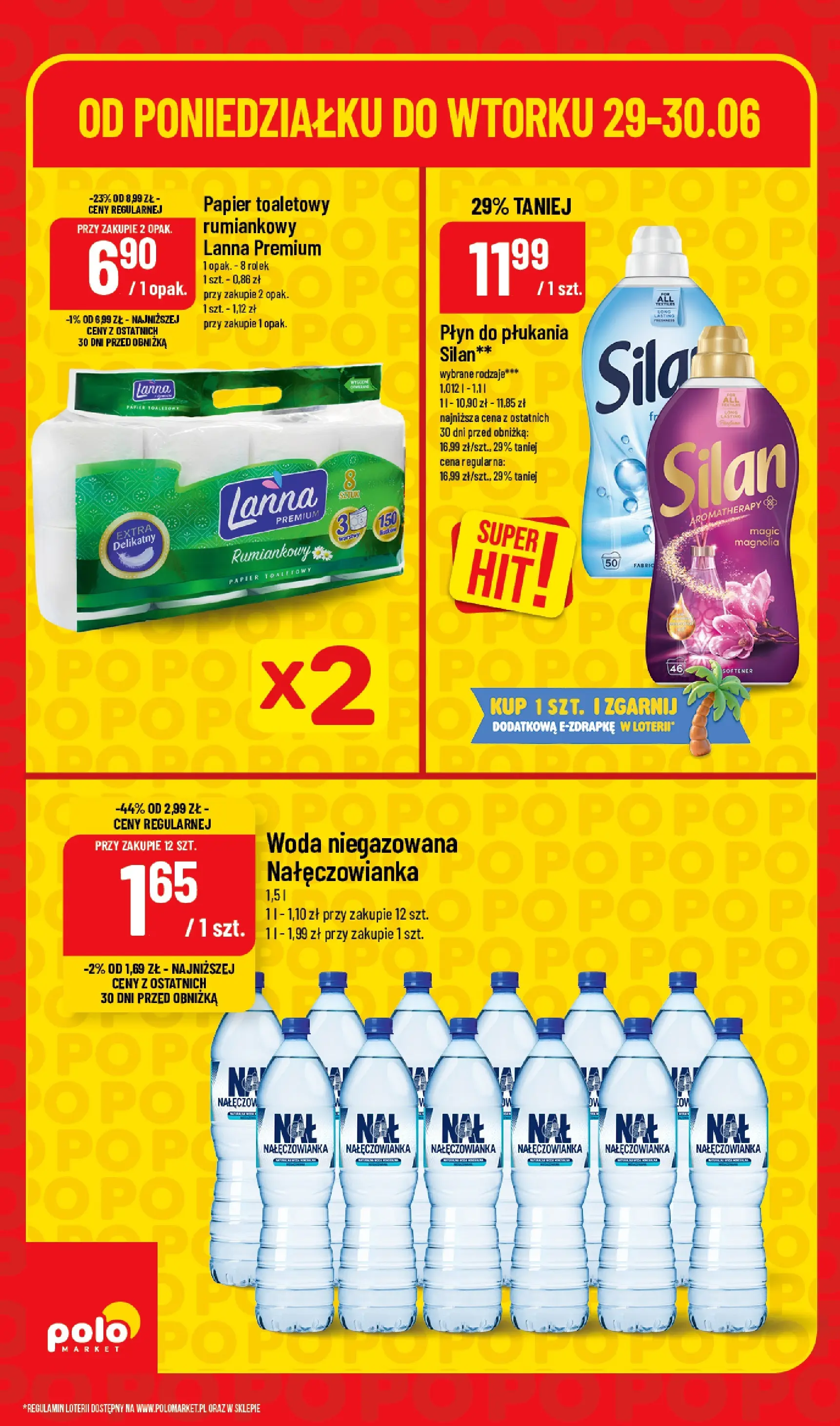 Nowa POLOmarket gazetka od jutra 29.06.2026 | Strona: 6 | Produkty: Papier toaletowy, Woda niegazowana, Woda