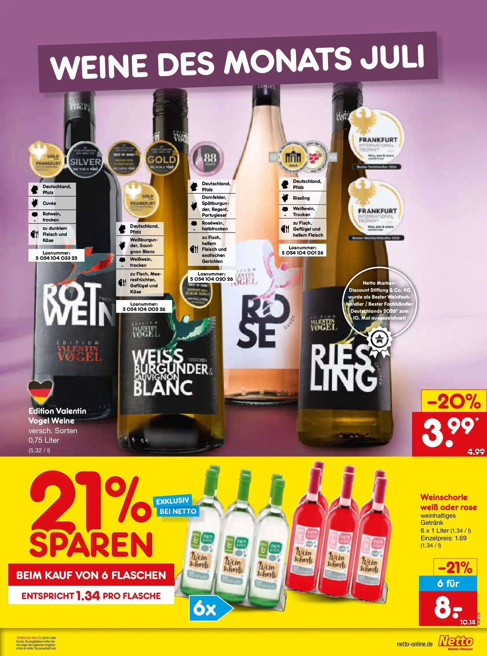 Netto Marken-Discount - Netto: Wochenangebote (ab 05.07.2026) » Angebote | Seite: 23 | Produkte: Käse, Weinschorle, Wein, Fleisch