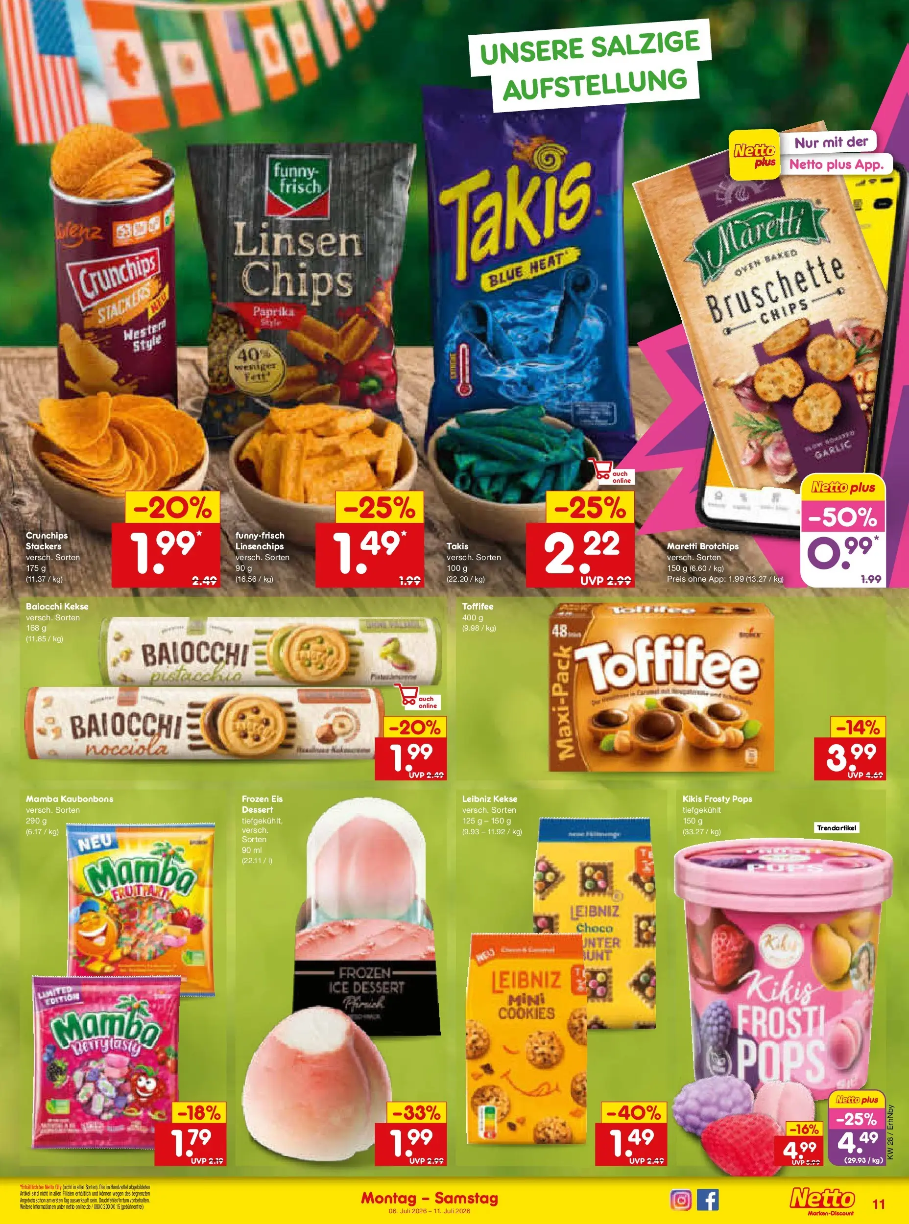 Netto Marken-Discount - Netto: Wochenangebote (ab 05.07.2026) » Angebote | Seite: 15 | Produkte: Toffifee, Chips, Kekse, Eis