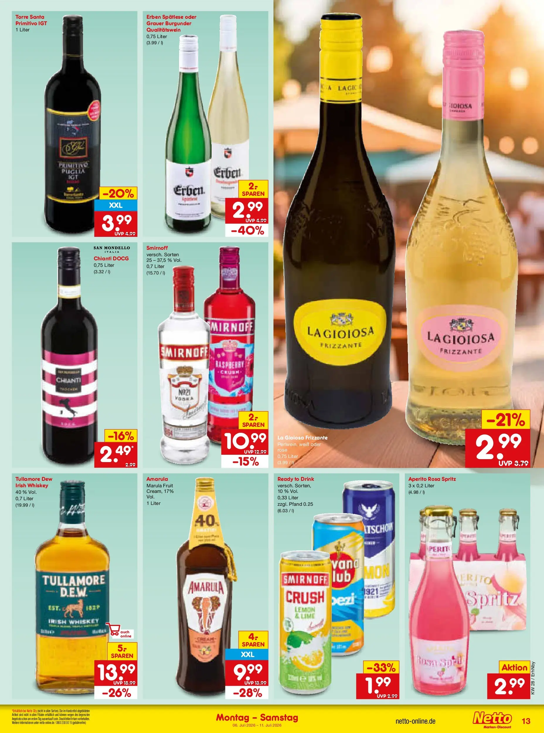 Netto Marken-Discount - Netto: Wochenangebote (ab 05.07.2026) » Angebote | Seite: 19 | Produkte: Smirnoff, Whiskey