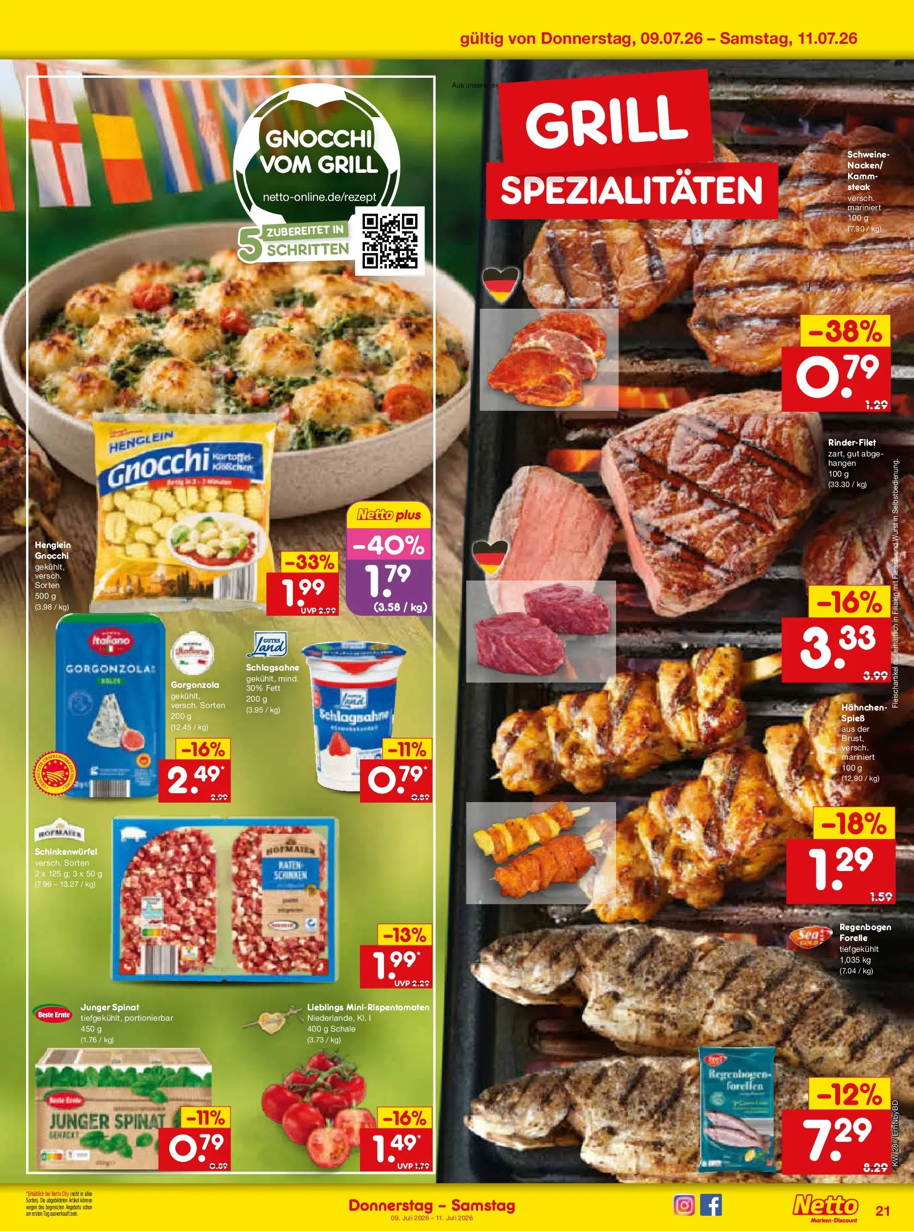 Netto Marken-Discount - Netto: Wochenangebote (ab 05.07.2026) » Angebote | Seite: 37 | Produkte: Grill, Hahnchen, Rinderfilet, Wurst