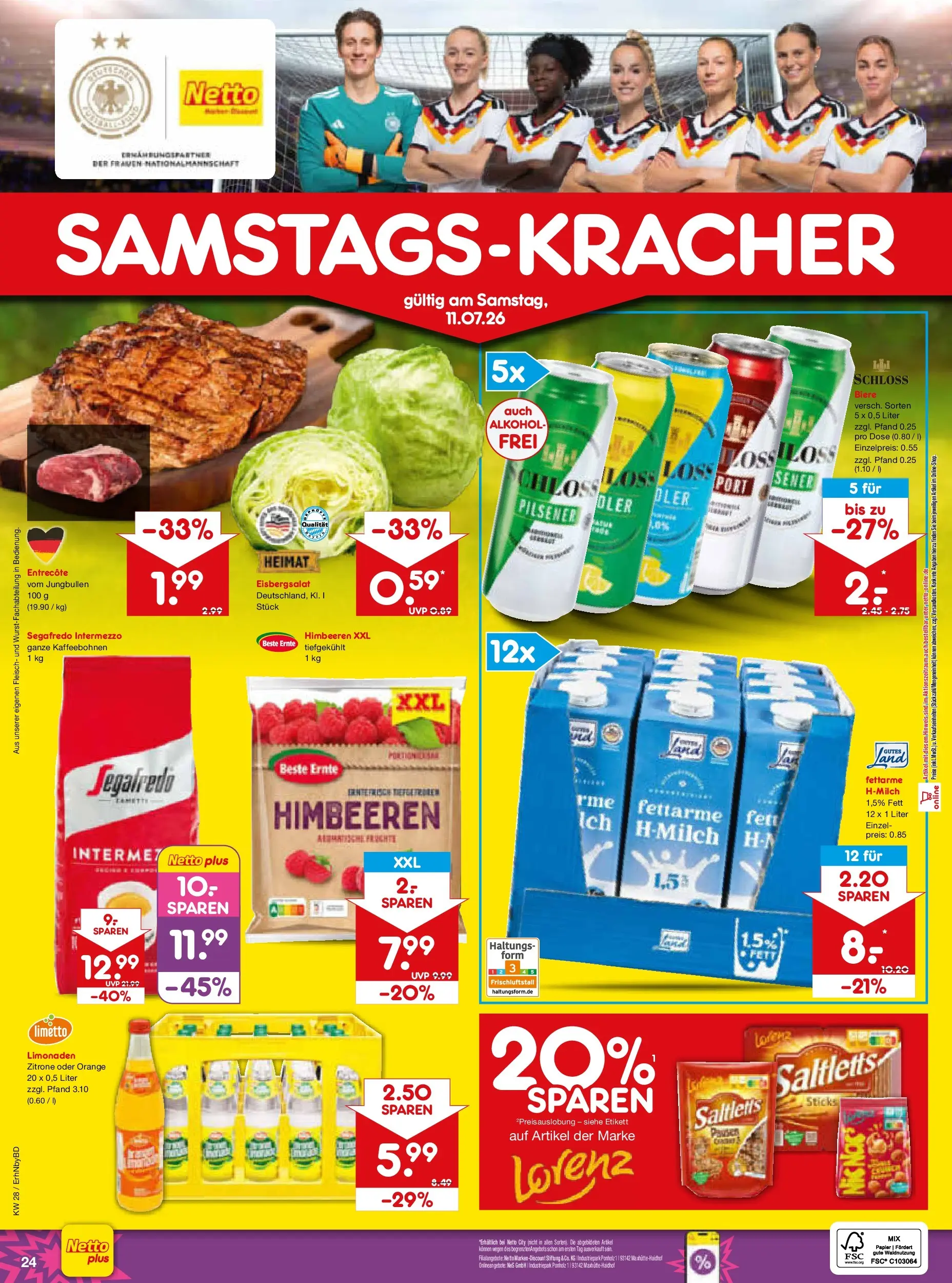 Netto Marken-Discount - Netto: Wochenangebote (ab 05.07.2026) » Angebote | Seite: 40 | Produkte: Himbeeren, Eisbergsalat, Entrecote, Segafredo