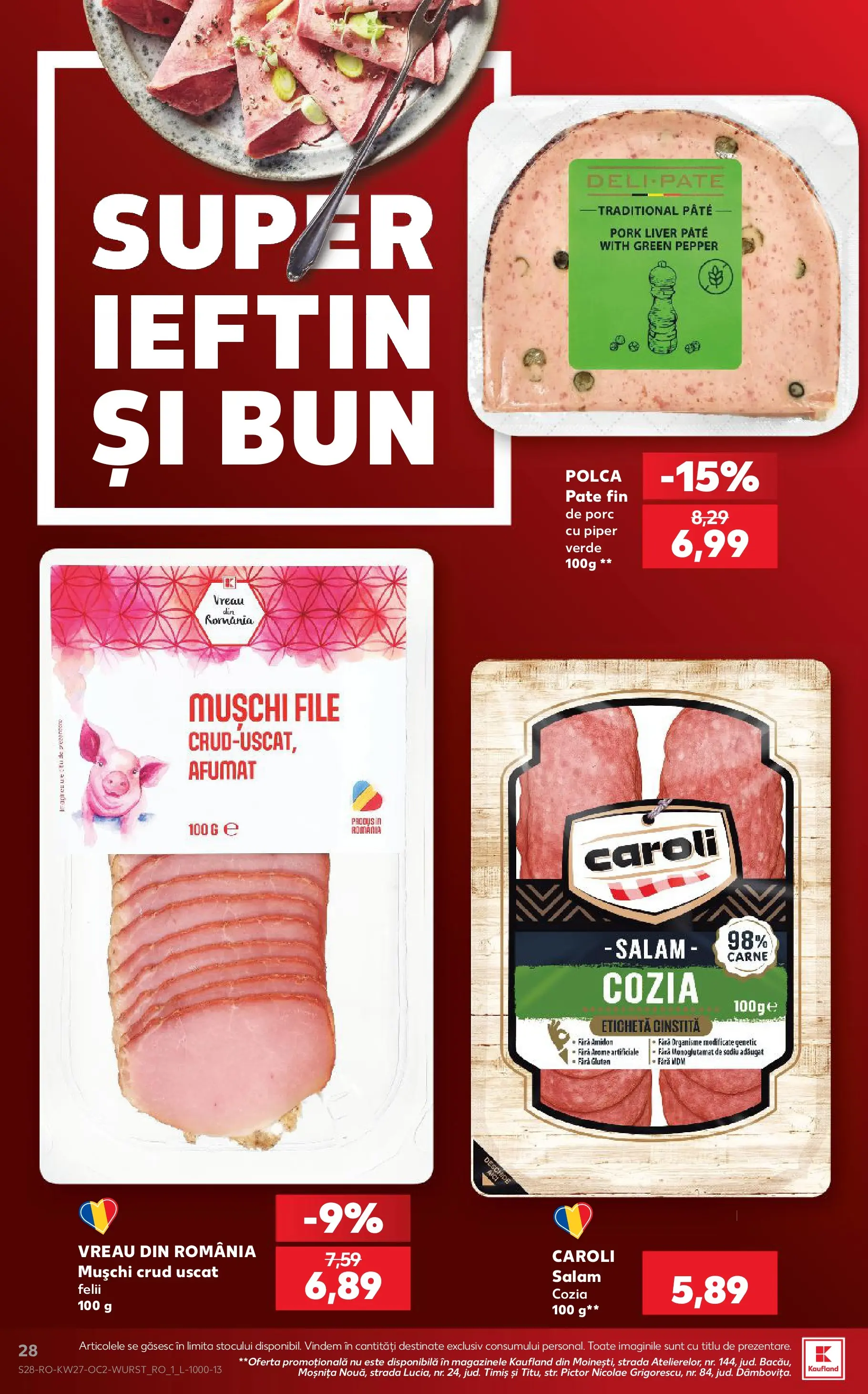 Kaufland Domnesti 01.07.2026 - Revista si Oferta | Pagină: 28 | Produse: Pate, Salam, Piper
