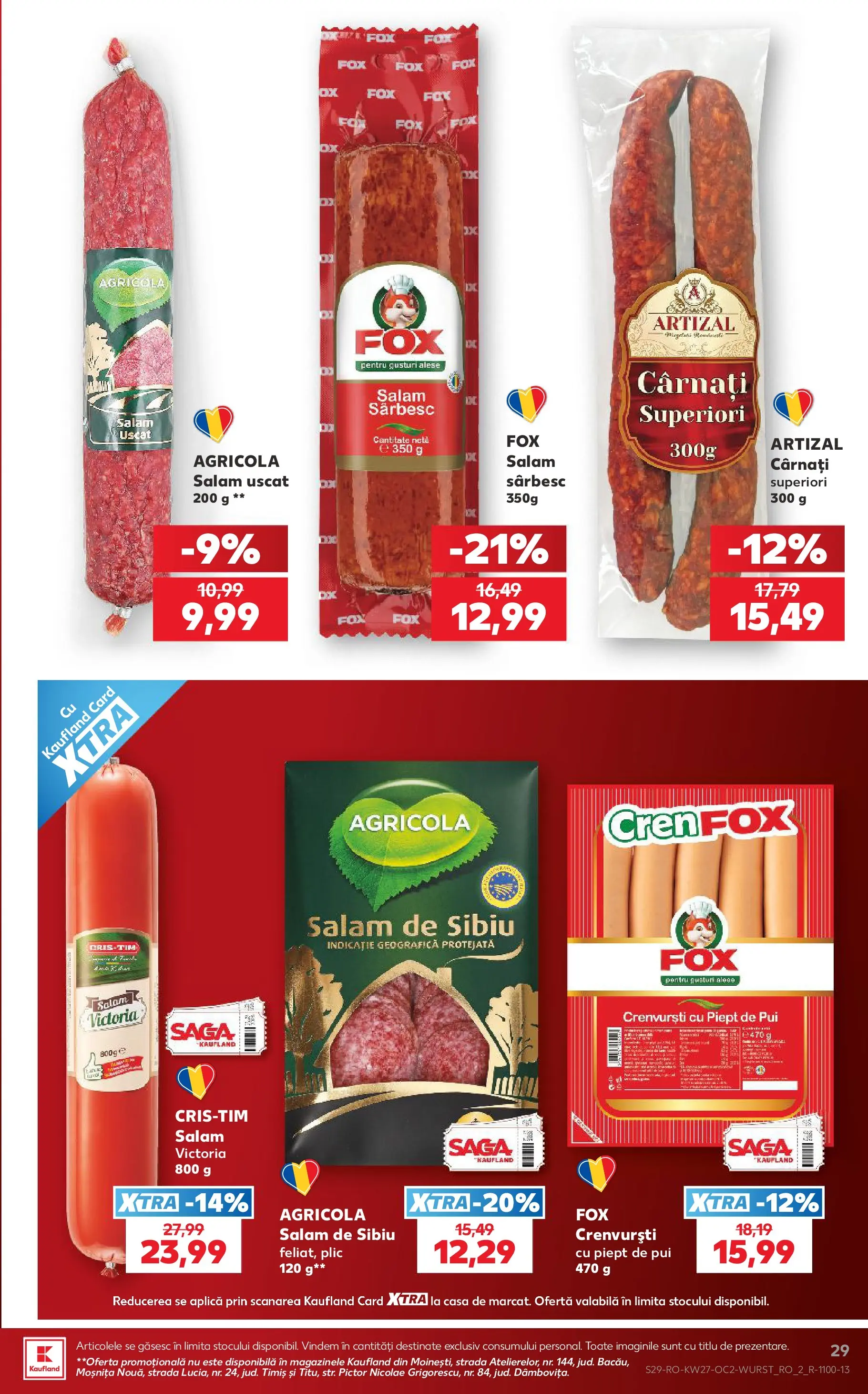 Kaufland Ploiești 01.07.2026 - Revista si Oferta | Pagină: 29 | Produse: Hacıyatmaz Kedi Oyuncağı, Crenvurști, Salam, Cârnați