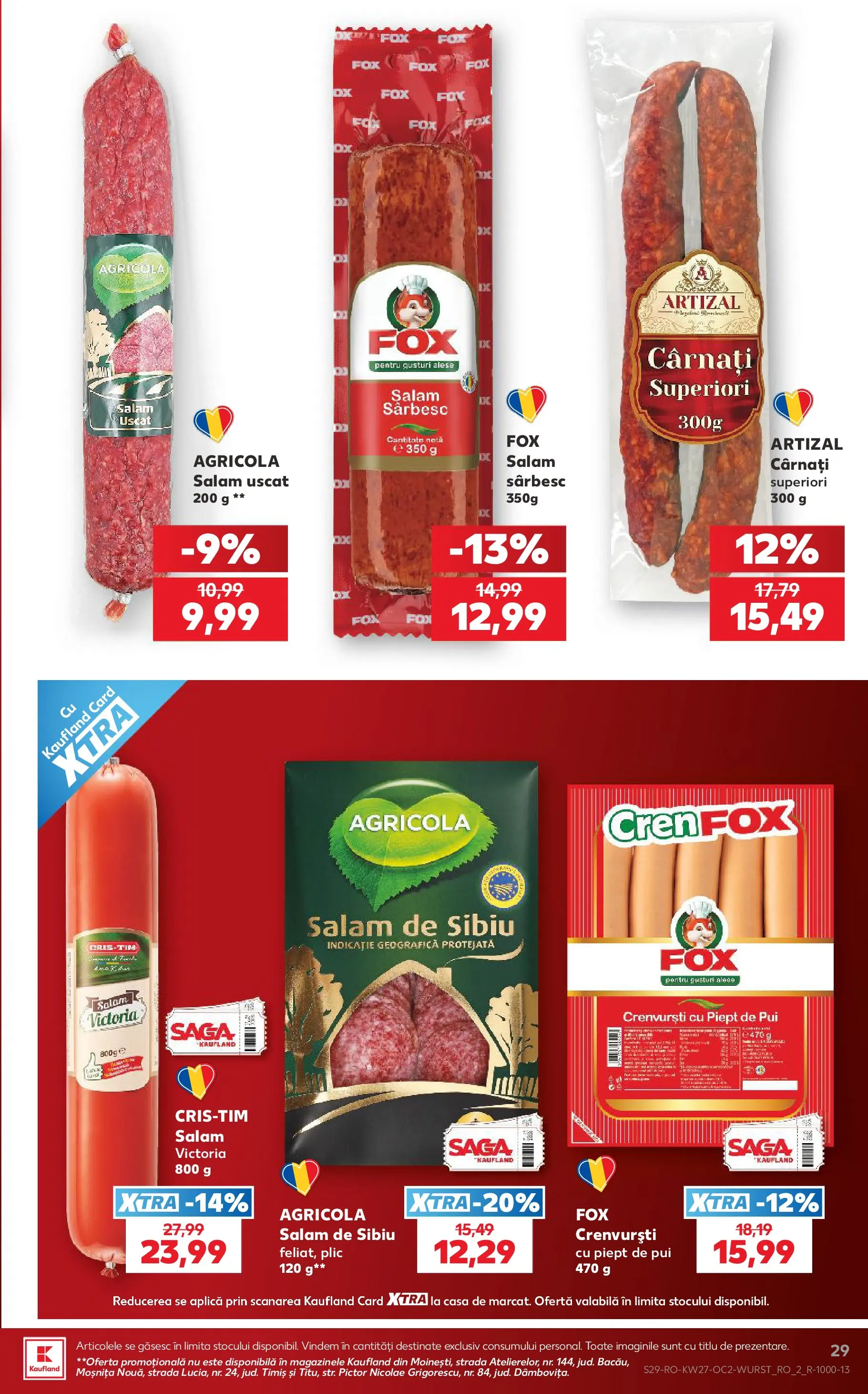 Kaufland Domnesti 01.07.2026 - Revista si Oferta | Pagină: 29 | Produse: Hacıyatmaz Kedi Oyuncağı, Crenvurști, Salam, Cârnați