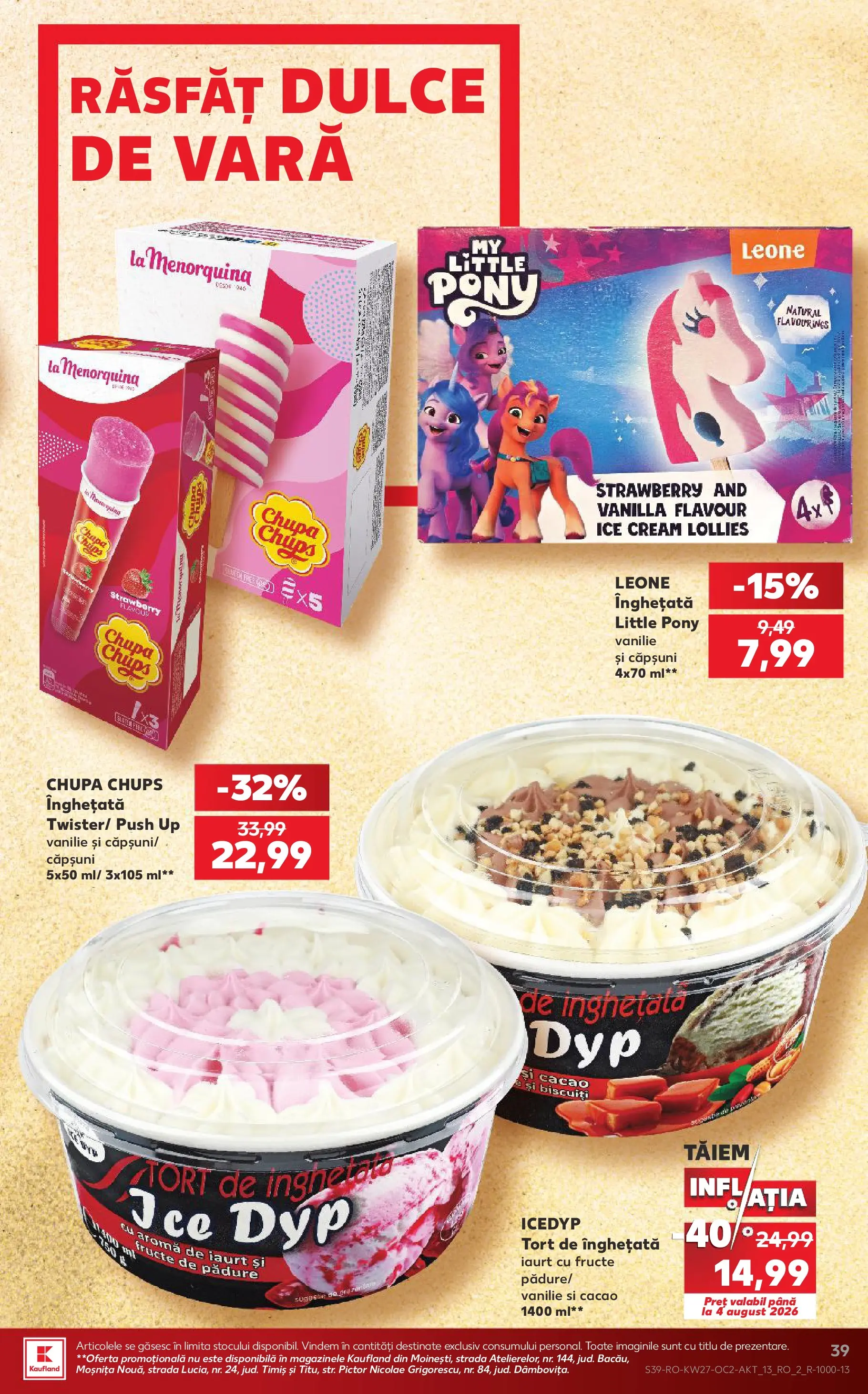 Kaufland Domnesti 01.07.2026 - Revista si Oferta | Pagină: 39 | Produse: Iaurt, Căpșuni, Biscuiți, Înghețată