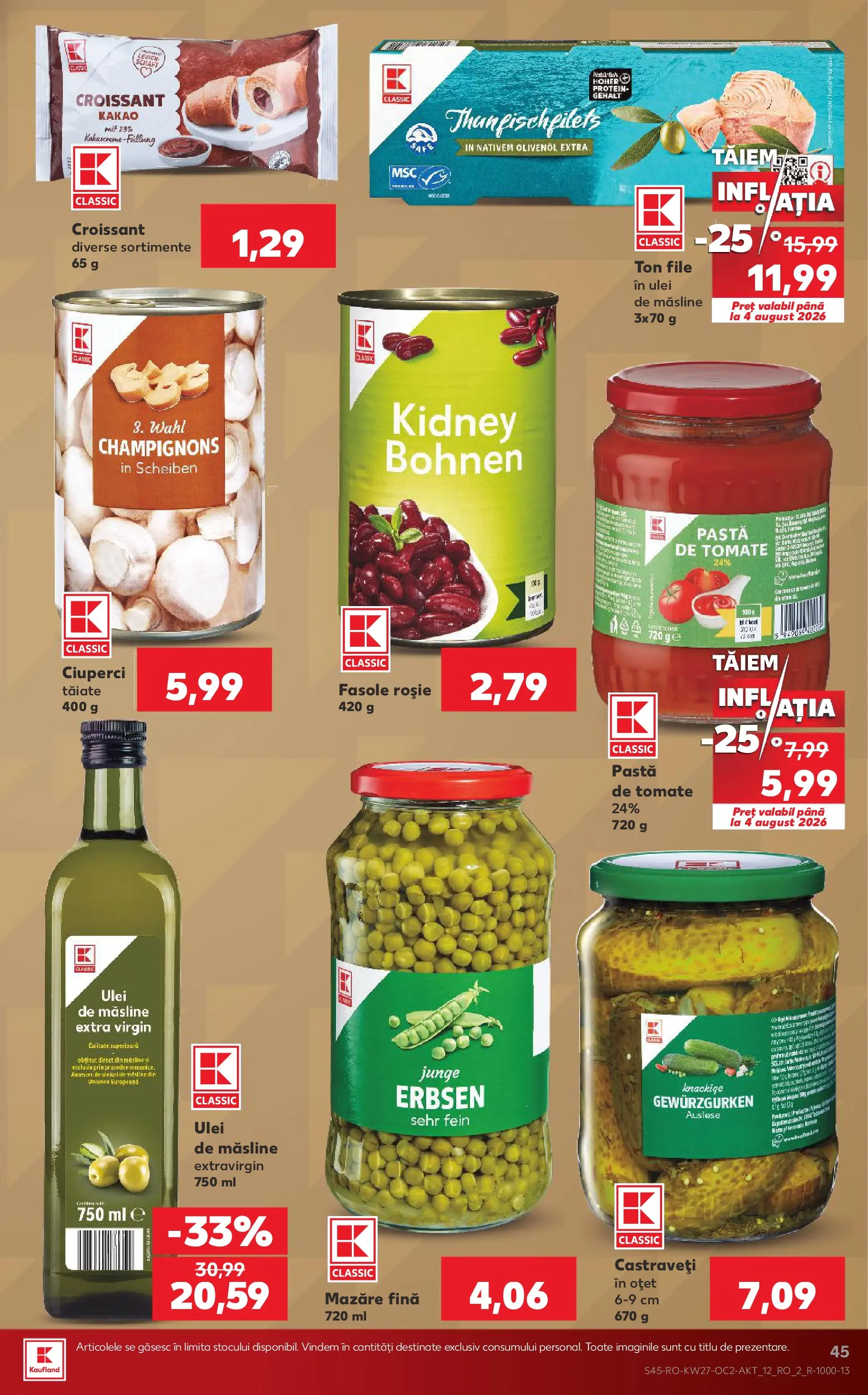 Kaufland Domnesti 01.07.2026 - Revista si Oferta | Pagină: 45 | Produse: Ciuperci, Pastă de tomate, Oțet, Castraveți