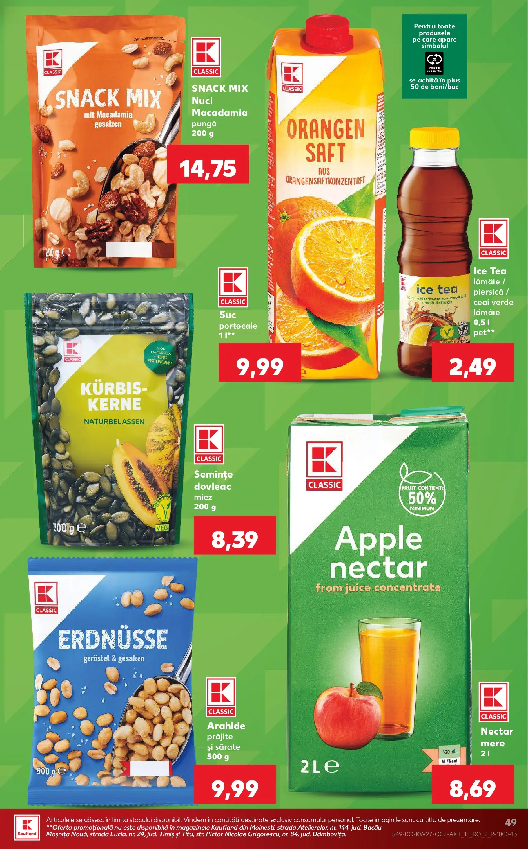 Kaufland Domnesti 01.07.2026 - Revista si Oferta | Pagină: 49 | Produse: Piersică, Semințe, Mere, Ice tea