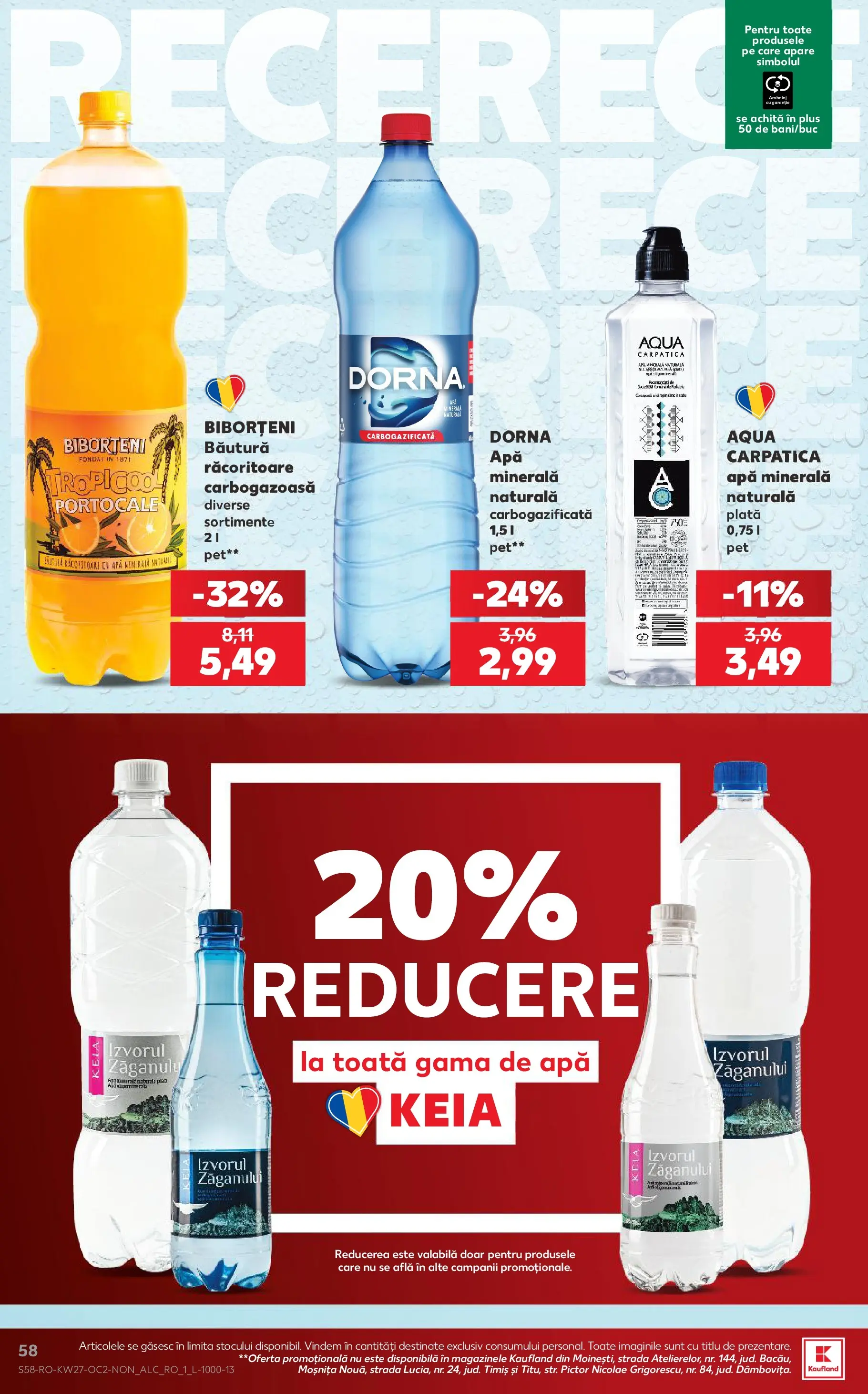 Kaufland Domnesti 01.07.2026 - Revista si Oferta | Pagină: 58 | Produse: Yazı tahtası kalemi, Portocale, Apă