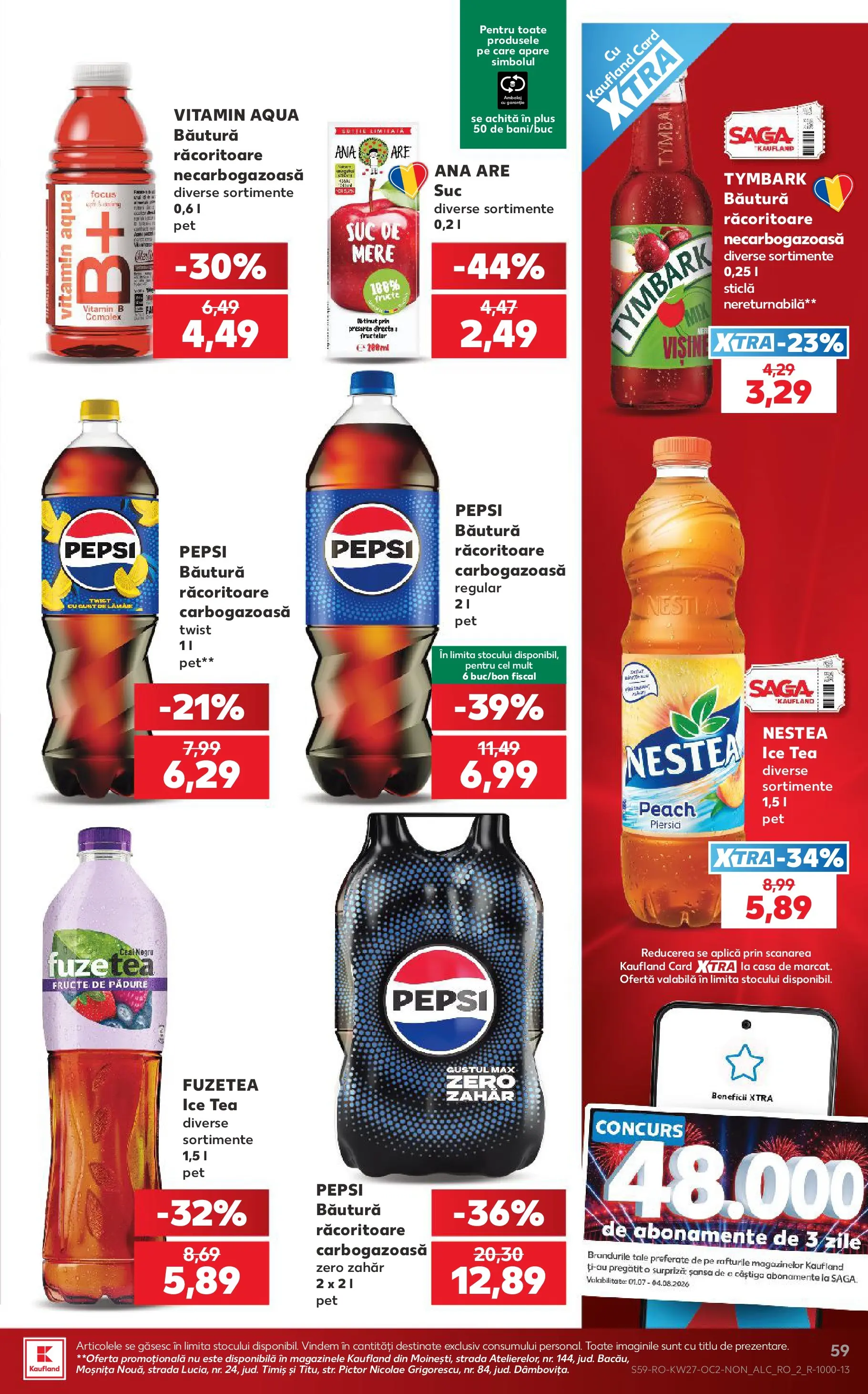 Kaufland Domnesti 01.07.2026 - Revista si Oferta | Pagină: 59 | Produse: Suc, Mere, Ice tea, Zahăr