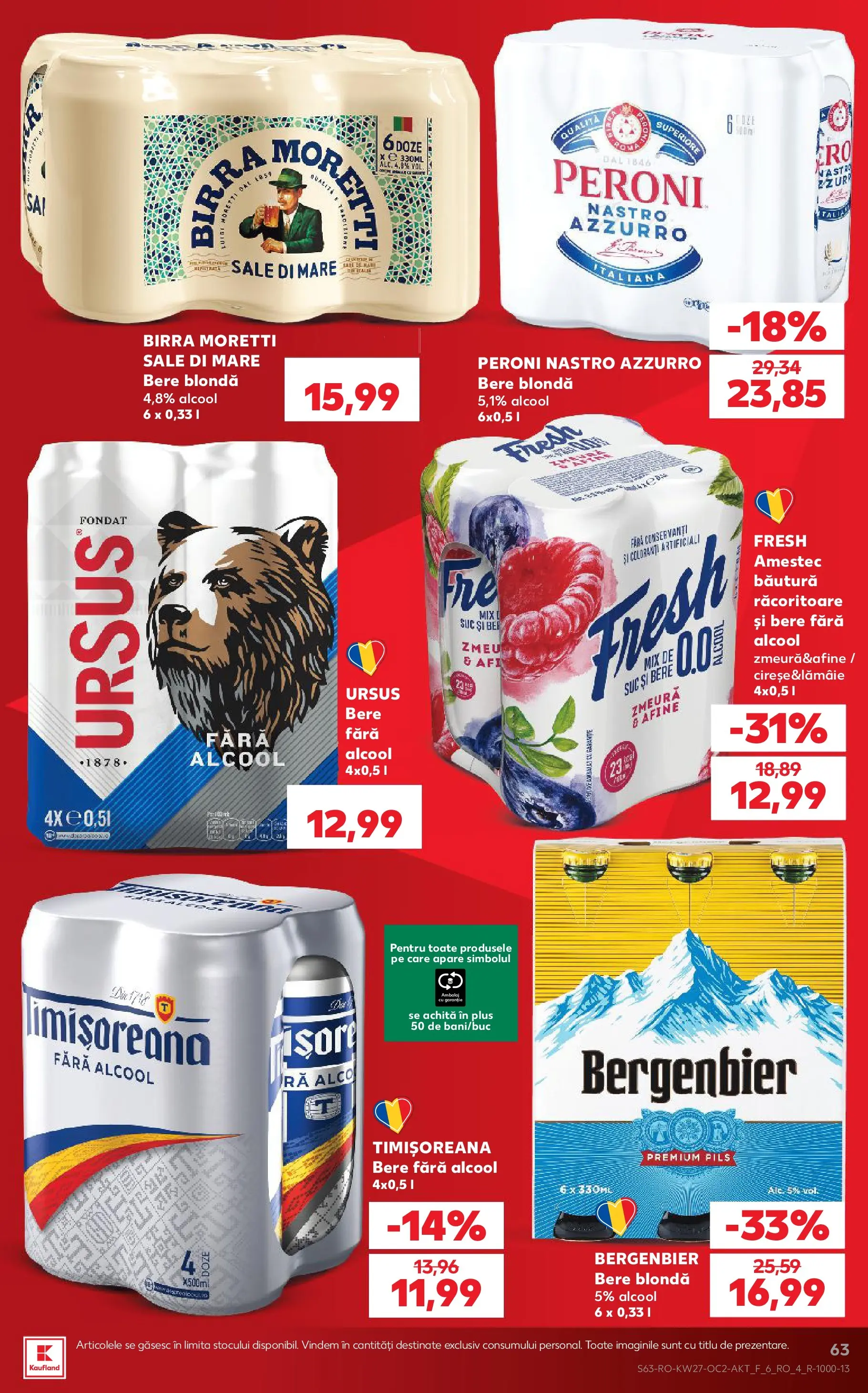 Kaufland Domnesti 01.07.2026 - Revista si Oferta | Pagină: 63 | Produse: Afine, Zmeură, Bere, Plastik Kulübe