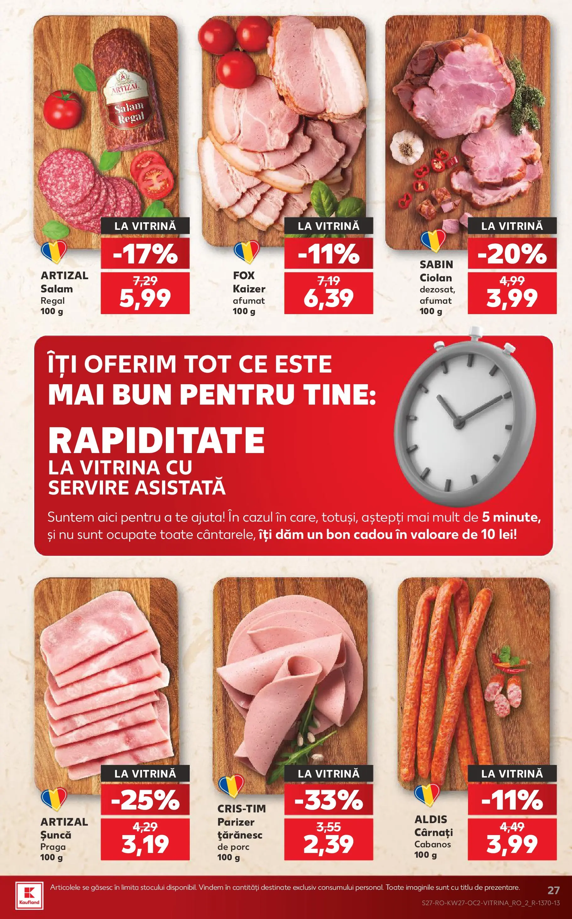 Kaufland Vaslui 01.07.2026 - Revista si Oferta | Pagină: 27 | Produse: Vitrină, Salam, Șuncă, Cârnați