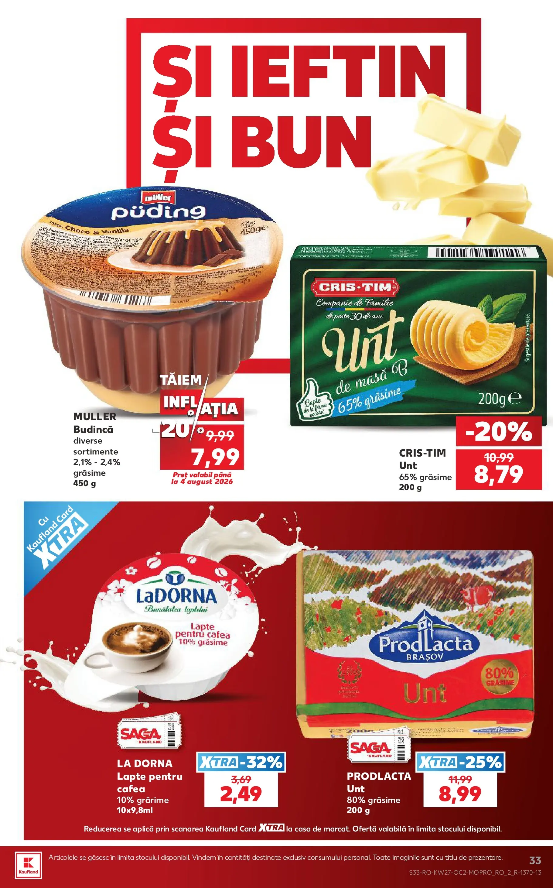 Kaufland Vaslui 01.07.2026 - Revista si Oferta | Pagină: 33 | Produse: Masă, Lapte, Cafea, Pește