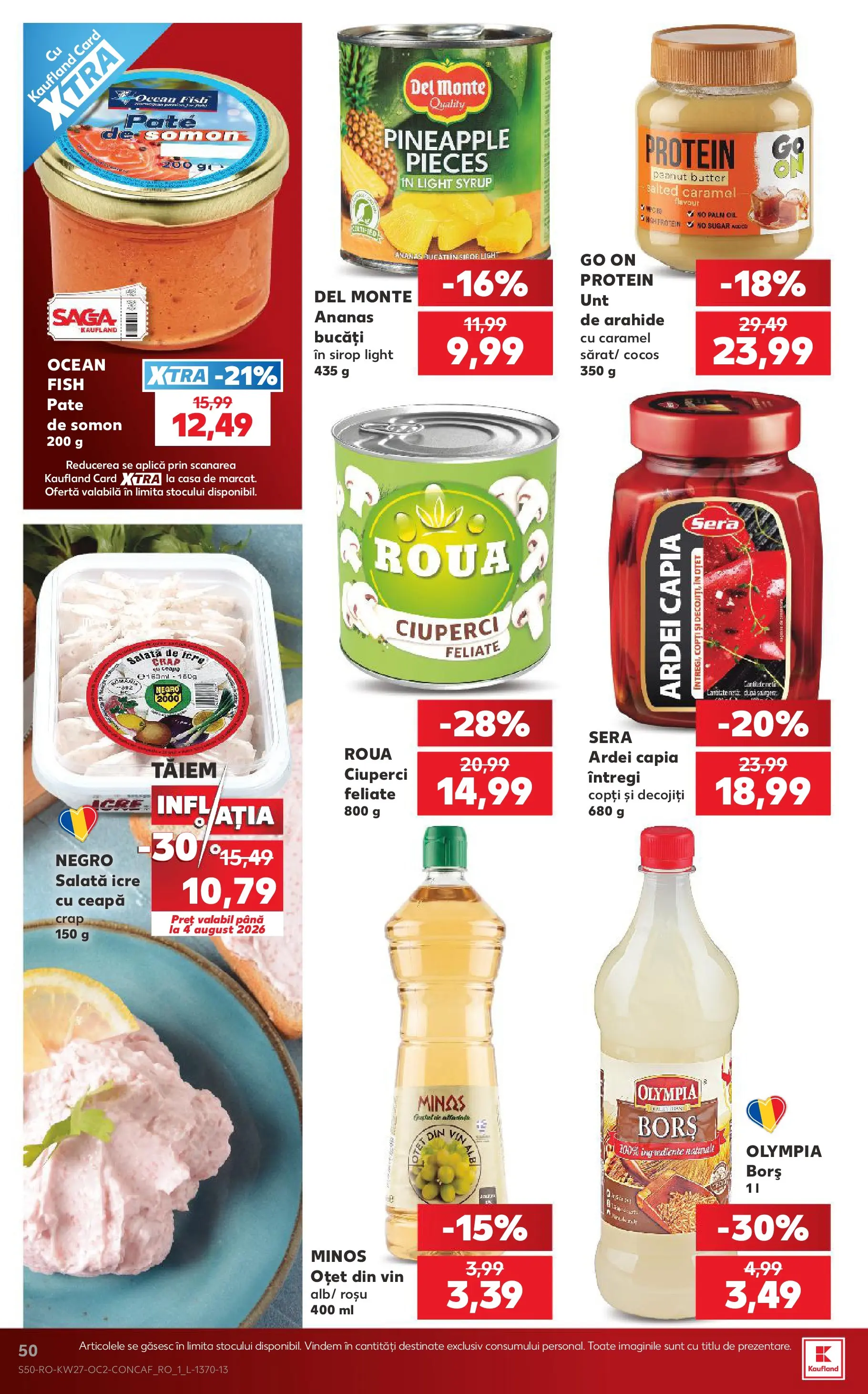 Kaufland Vaslui 01.07.2026 - Revista si Oferta | Pagină: 50 | Produse: Ciuperci, Konuşturucu Kuş Yemleri, Sirop, Ceapă