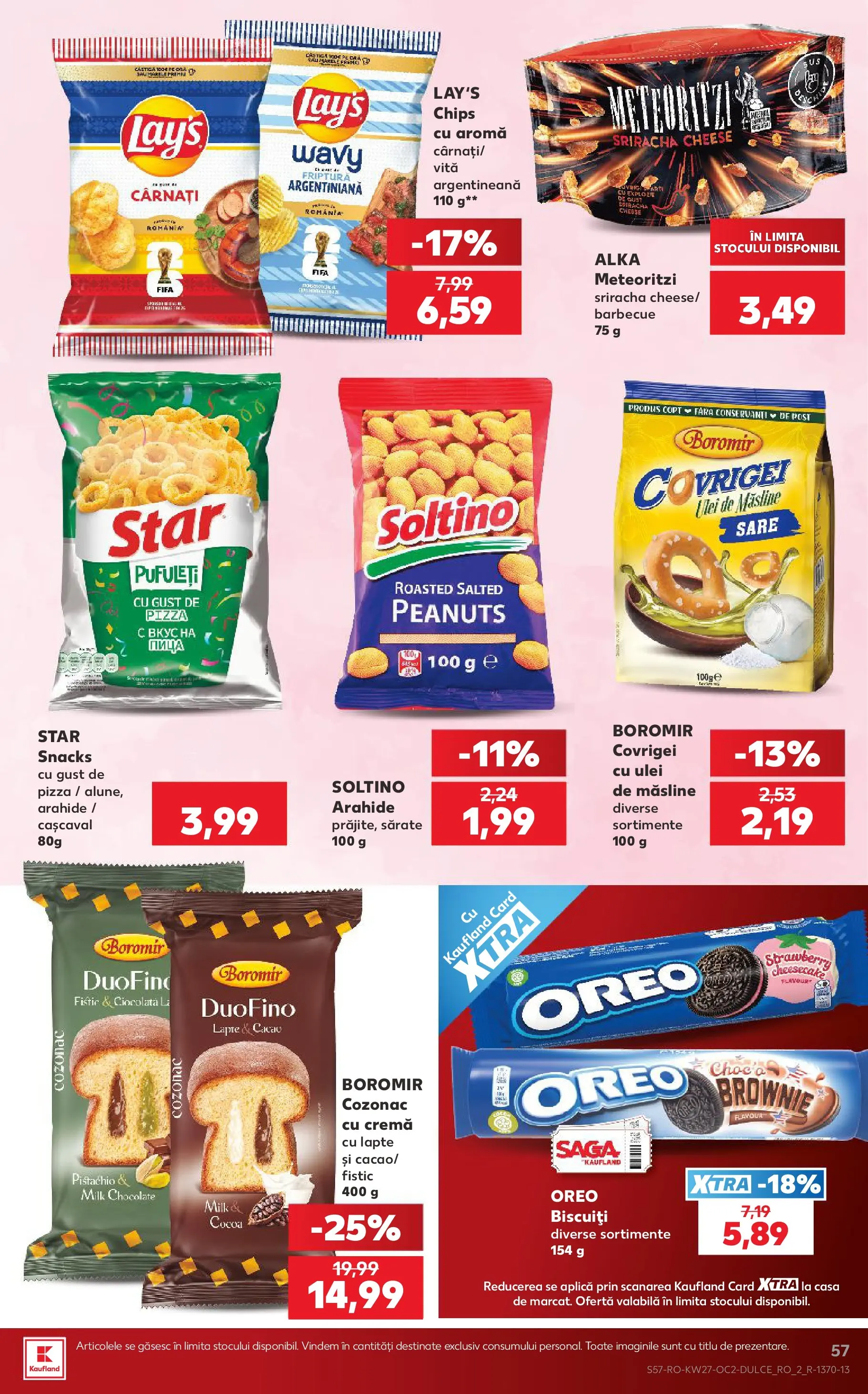 Kaufland Vaslui 01.07.2026 - Revista si Oferta | Pagină: 57 | Produse: Ciocolată, Pizza, Fistic, Biscuiți