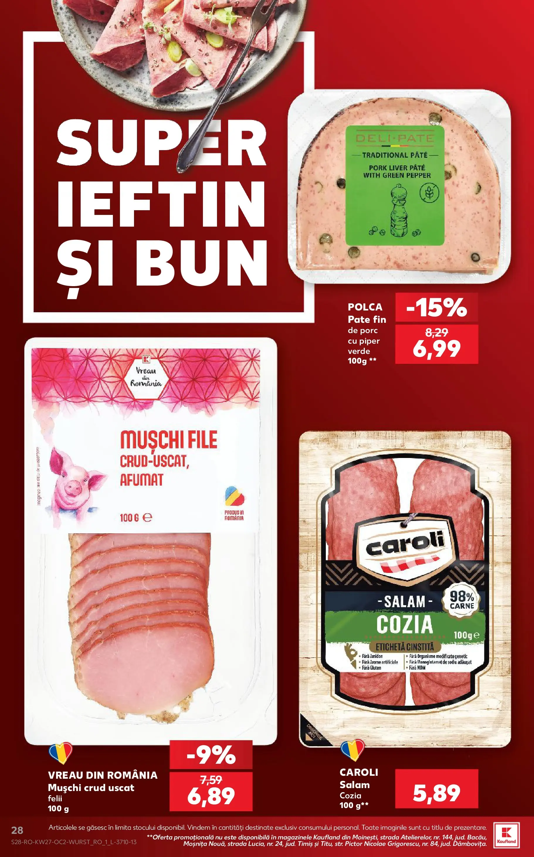 Kaufland Sovata 01.07.2026 - Revista si Oferta | Pagină: 28 | Produse: Pate, Salam, Piper