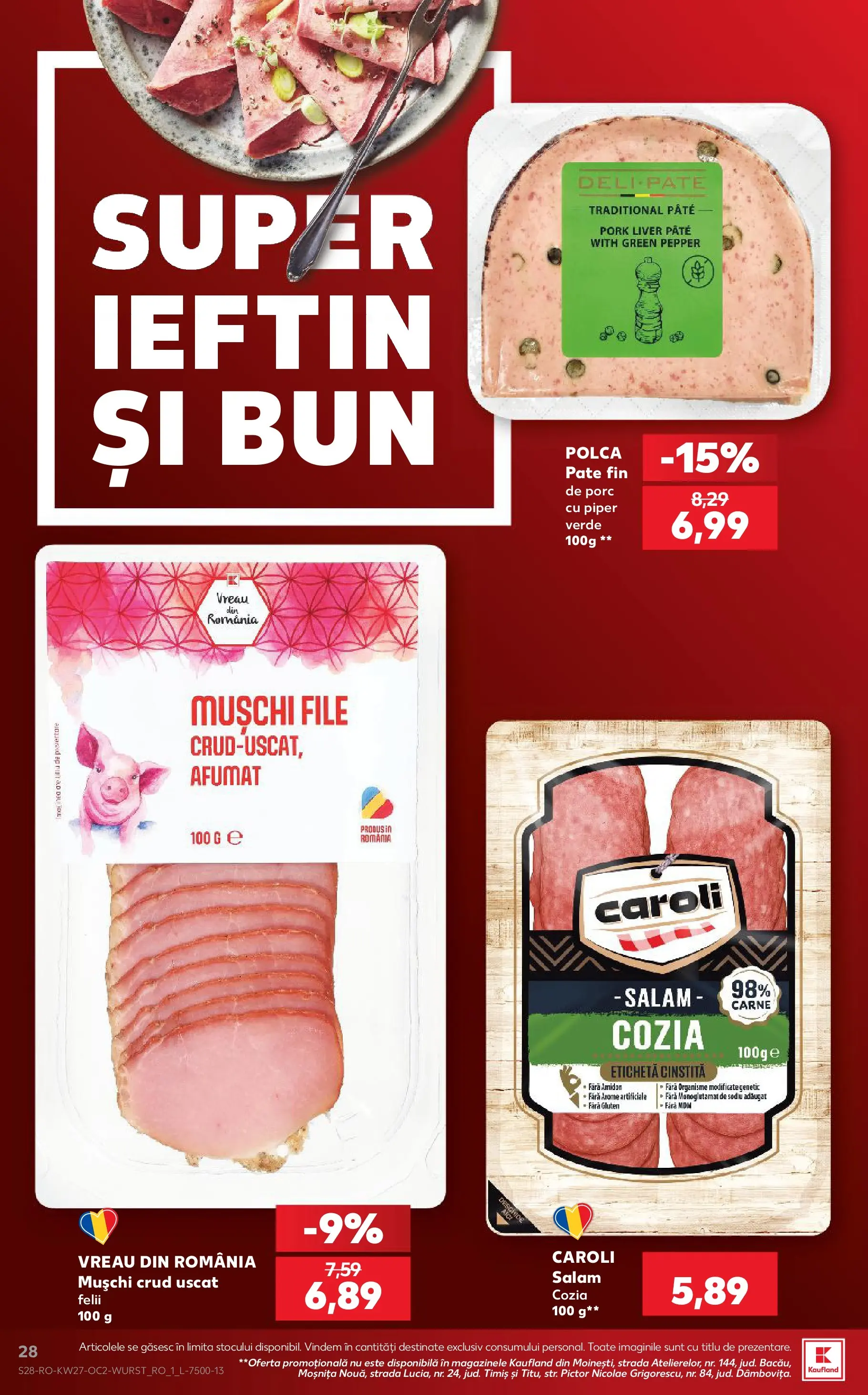 Kaufland Viseu de Sus 01.07.2026 - Revista si Oferta | Pagină: 28 | Produse: Pate, Salam, Piper