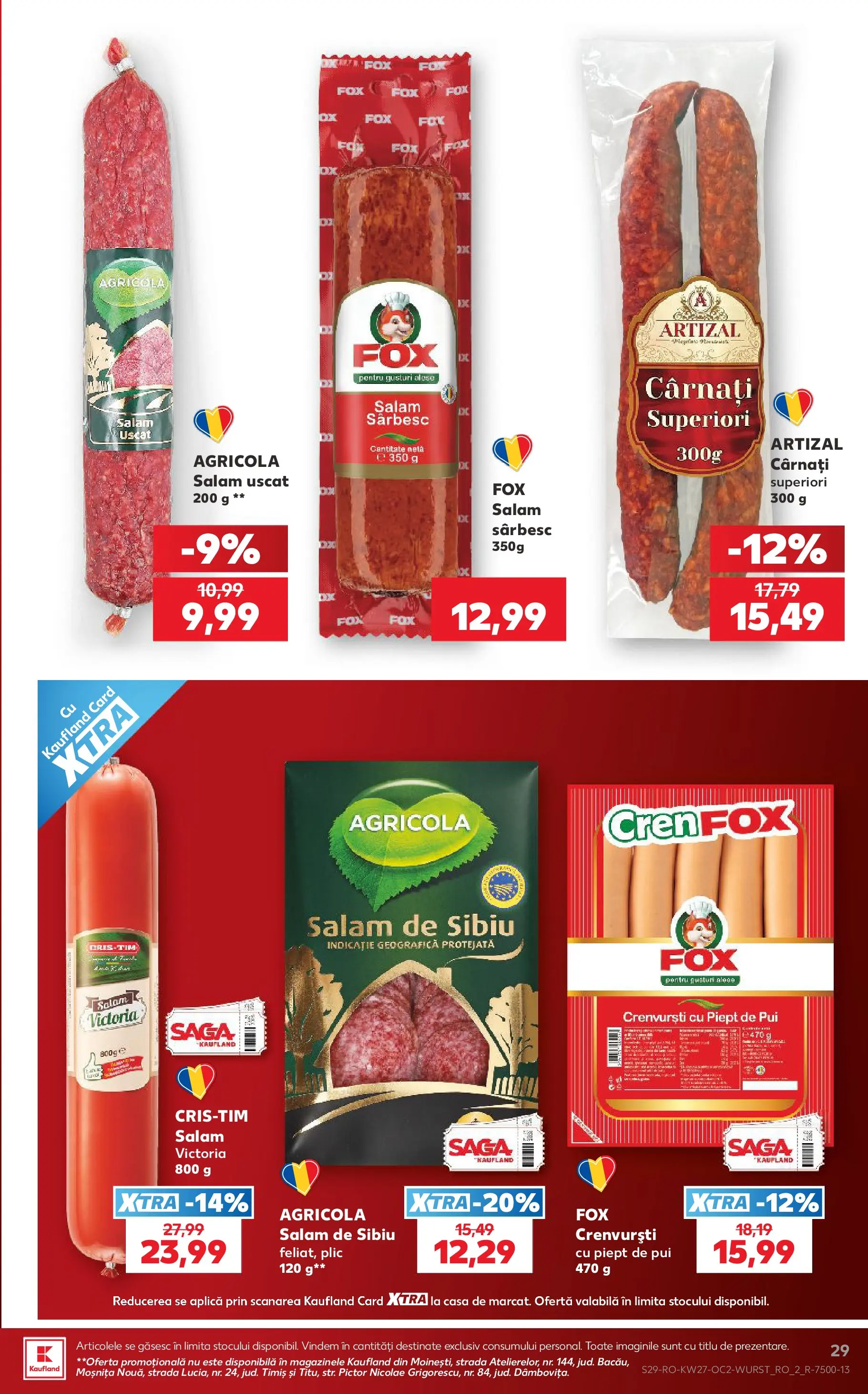 Kaufland Viseu de Sus 01.07.2026 - Revista si Oferta | Pagină: 29 | Produse: Hacıyatmaz Kedi Oyuncağı, Crenvurști, Salam, Cârnați