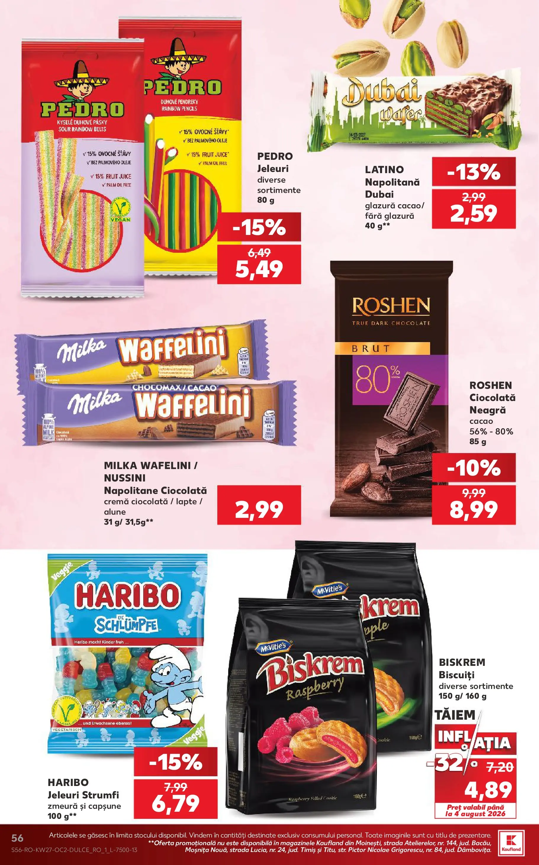 Kaufland Viseu de Sus 01.07.2026 - Revista si Oferta | Pagină: 56 | Produse: Zmeură, Napolitane, Ciocolată, Jeleuri