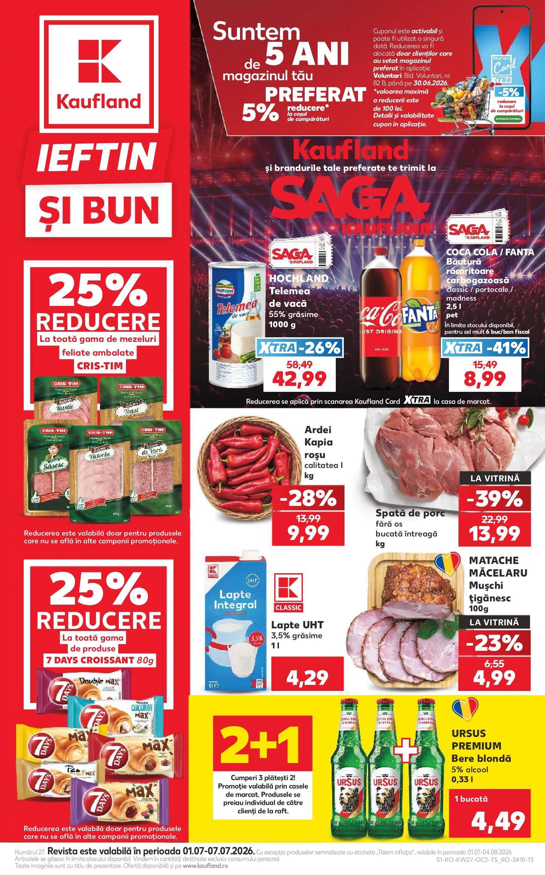 Kaufland Voluntari 01.07.2026 - Revista si Oferta | Pagină: 1 | Produse: Ardei, Amerikan servis, Bere, Portocale