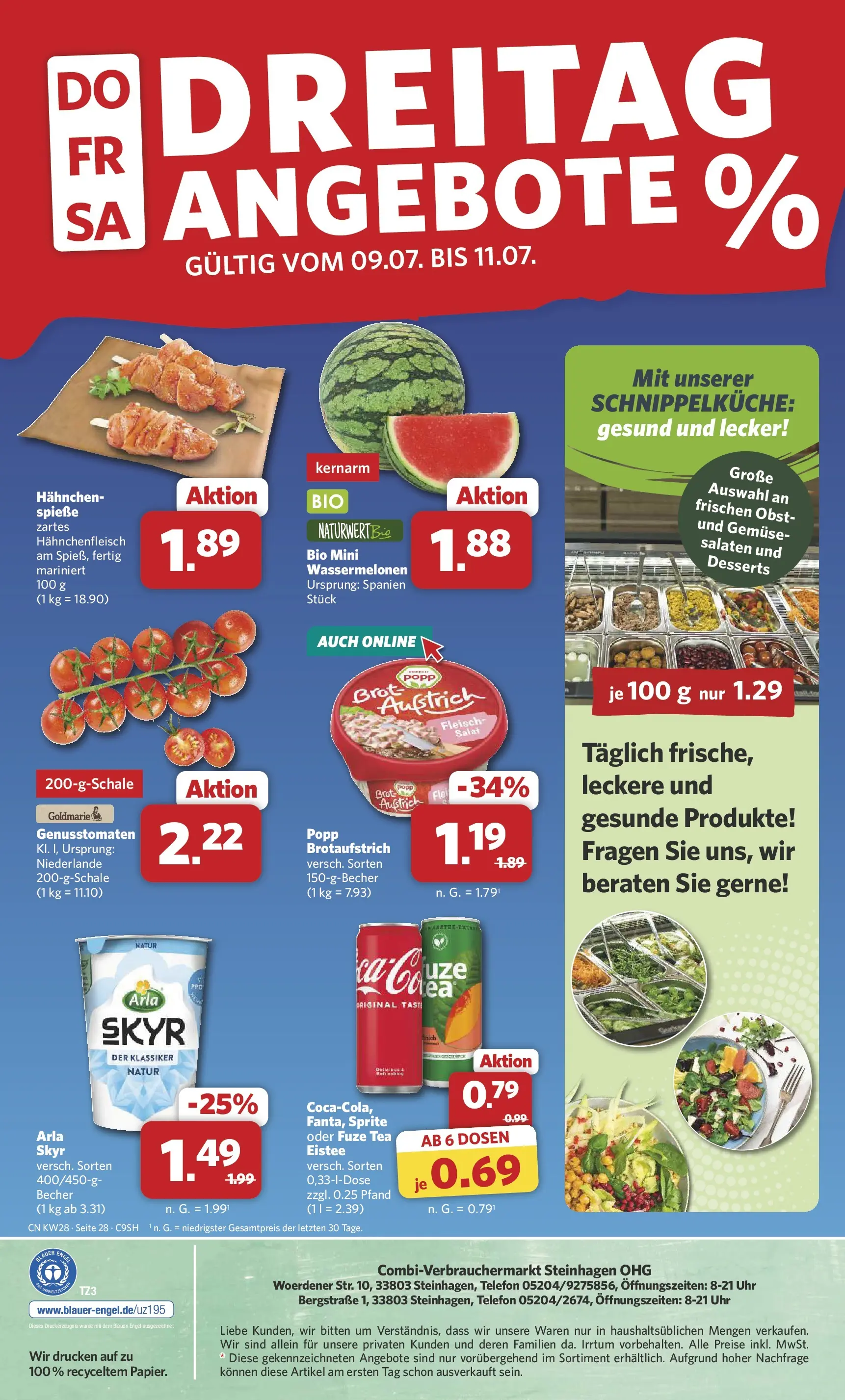 Combi Prospekt Steinhagen (ab 06.07.2026) zum Blättern | Seite: 28 | Produkte: Sprite, Obst, Fleisch, Telefon