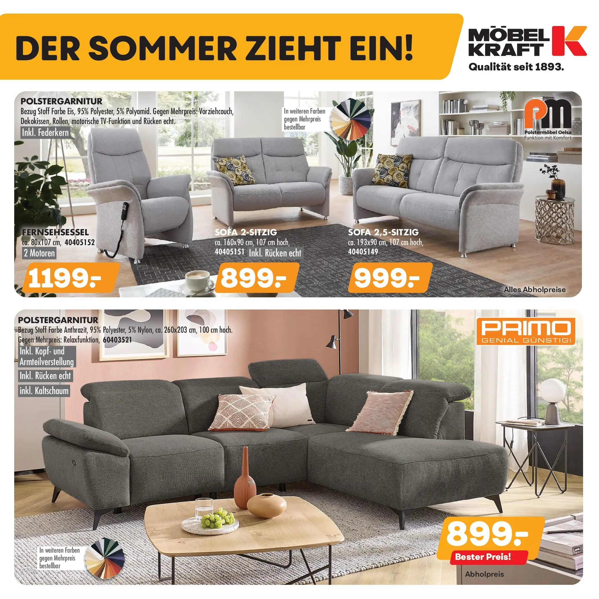 Möbel Kraft Der Sommer zieht ein! (ab 17.07.2026) zum Blättern | Seite: 1 | Produkte: Fernsehsessel, Sofa