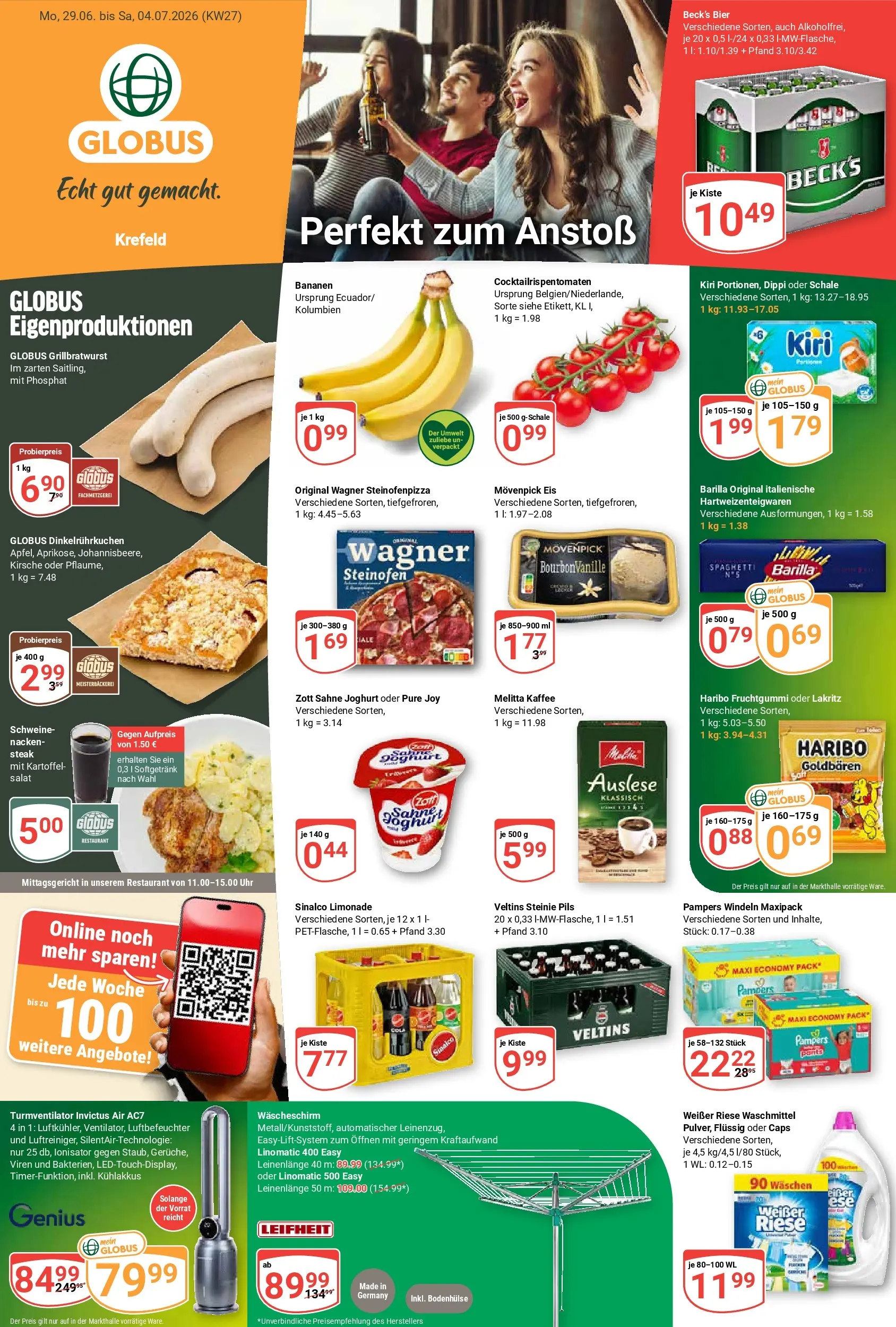 Globus Prospekt Krefeld (ab 29.06.2026) » Angebote online | Seite: 3 | Produkte: Haribo, Movenpick eis, Turmventilator, Sahne