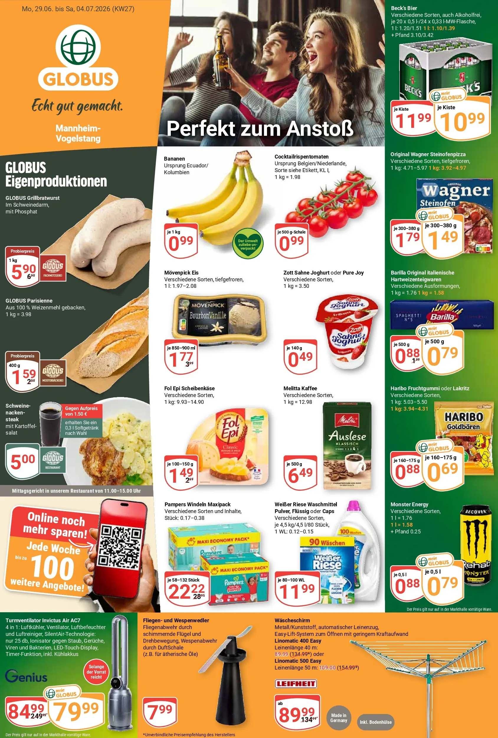 Globus Prospekt Mannheim (ab 29.06.2026) » Angebote online | Seite: 1 | Produkte: Energy, Weizenmehl, Monster, Sahne