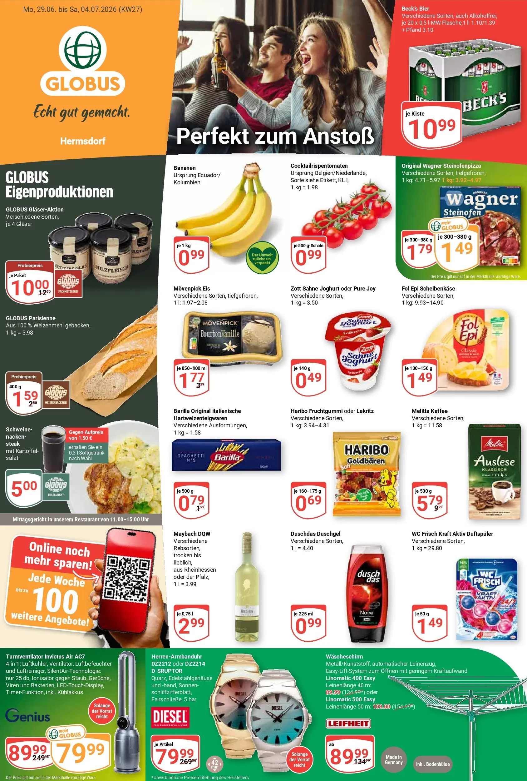 Globus Prospekt Hermsdorf (ab 28.06.2026) » Angebote online | Seite: 8 | Produkte: Joghurt, Duschgel, Sahne, Salat