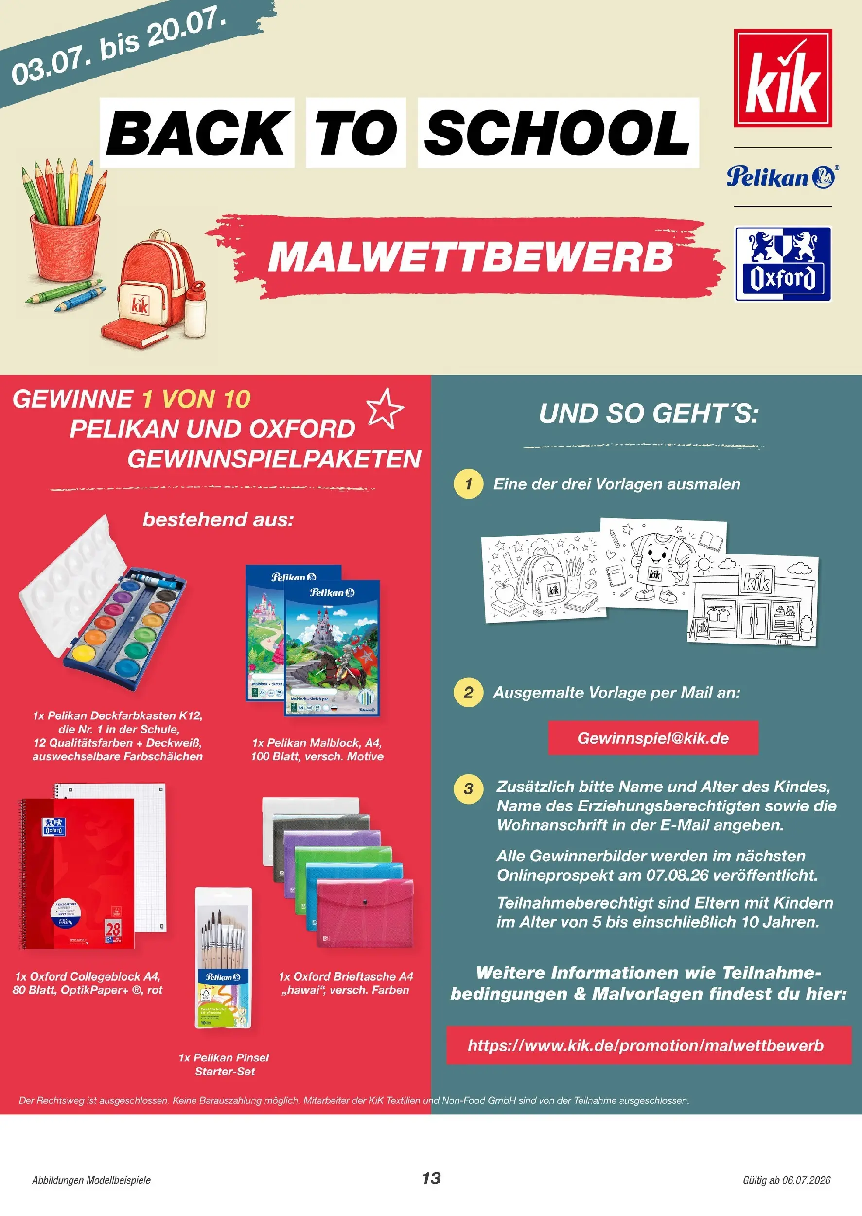 Kik Prospekt (ab 06.07.2026) zum Blättern | Seite: 13 | Produkte: Pinsel, Brieftasche