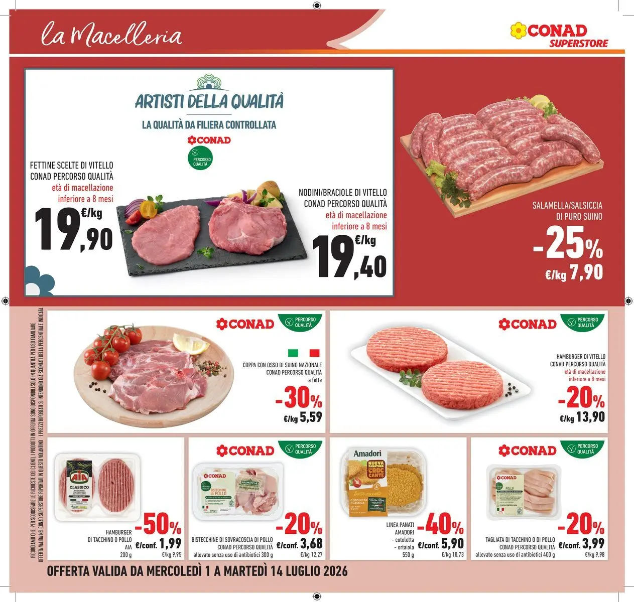 Volantino Conad dal 30/06/2026 > Anteprima | Pagina: 14 | Prodotti: Pollo, Suino, Vitello, Hamburger