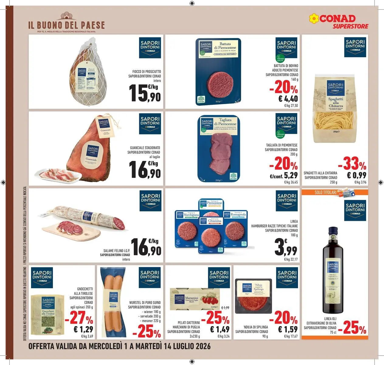 Volantino Conad dal 30/06/2026 > Anteprima | Pagina: 18 | Prodotti: Olio, Wurstel, Hamburger, Guanciale