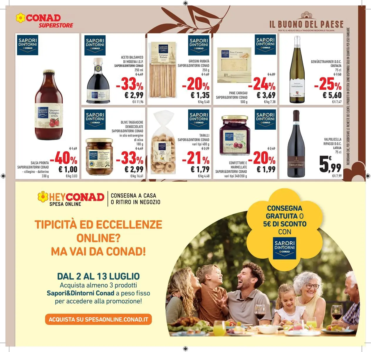 Volantino Conad dal 30/06/2026 > Anteprima | Pagina: 19 | Prodotti: Salsa, Olio, Aceto, Grissini