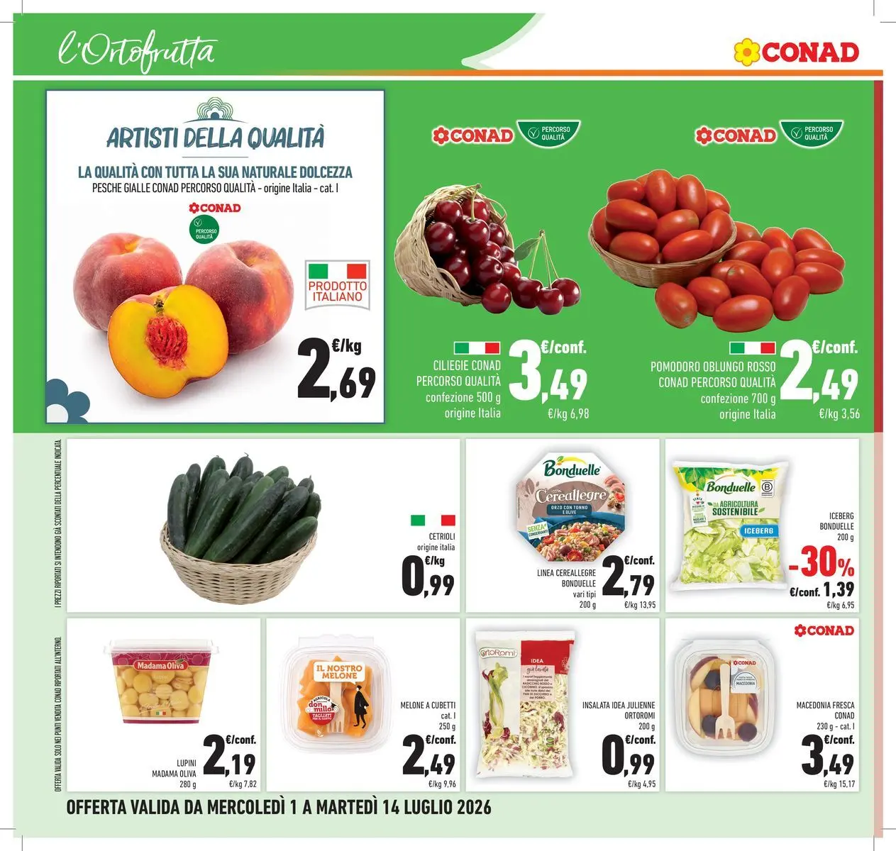 Volantino Conad dal 30/06/2026 > Anteprima | Pagina: 8 | Prodotti: Cetrioli, Insalata, Melone, Tonno