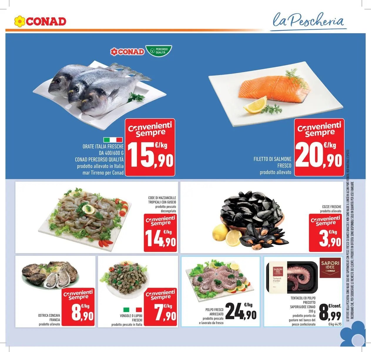 Volantino Conad dal 30/06/2026 > Anteprima | Pagina: 11 | Prodotti: Vongole, Polpo, Mazzancolle, Salmone fresco