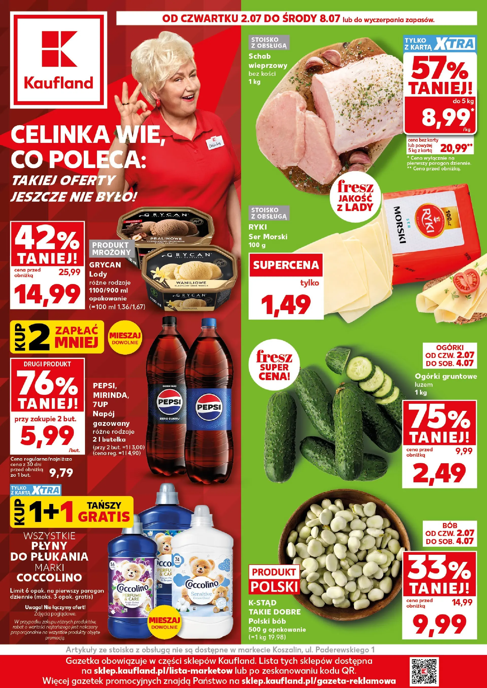 Kaufland gazetka (02.07.2026) - od jutra | Strona: 1 | Produkty: Schab, Ser, Lody waniliowe, Lody Kaufland gazetka od 02.07.2026 - od jutra PDF | Strona: 1 | Produkty: Schab, Ser, Lody waniliowe, Lody